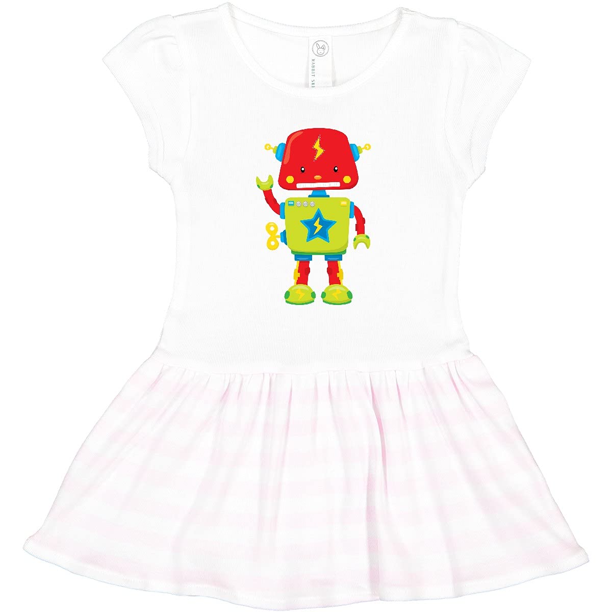 Inktastic Cute Robot Print Toddler Dress - Soft Cotton Baby Girl Outfit for Playdates, Birthday Parties & Casual Wear