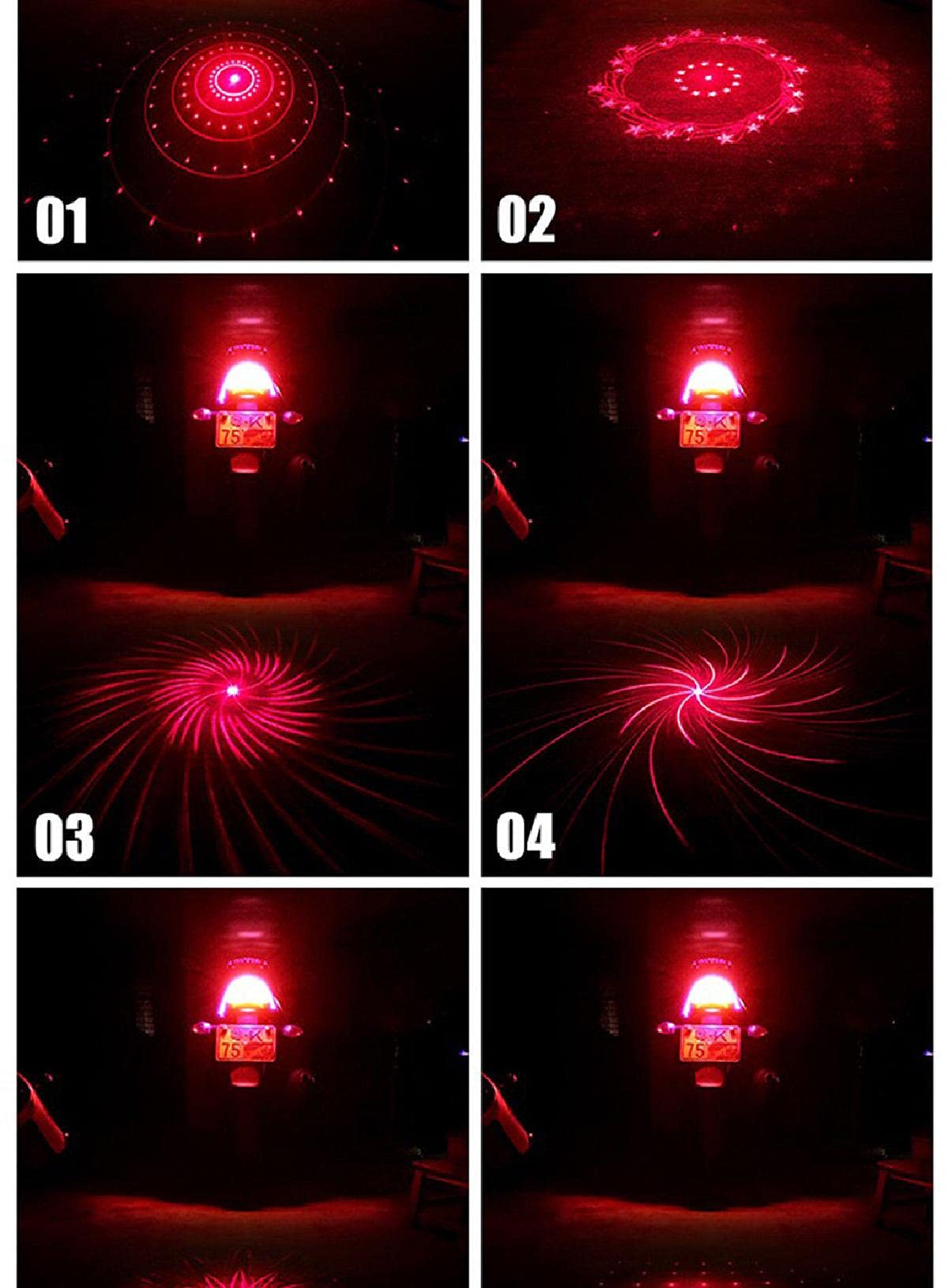 MACHSWON 6-in-1 LED Motorcycle Tail Light - Brake Signal & Rear Stop Lamp with Laser Design | High Visibility Safety Light for Night Riding & Custom Bike Builds