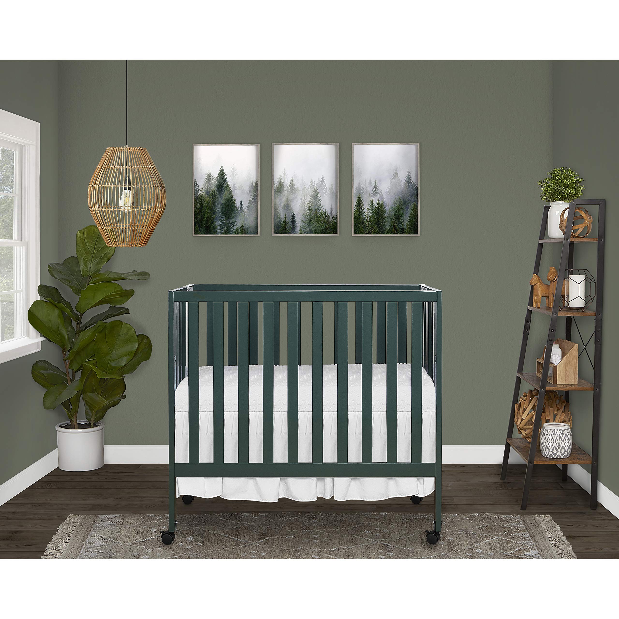 Dream On Me Jett Lightweight Portable Convertible Crib - 3 Adjustable Mattress Heights, Foldable Travel Crib with 1.5
