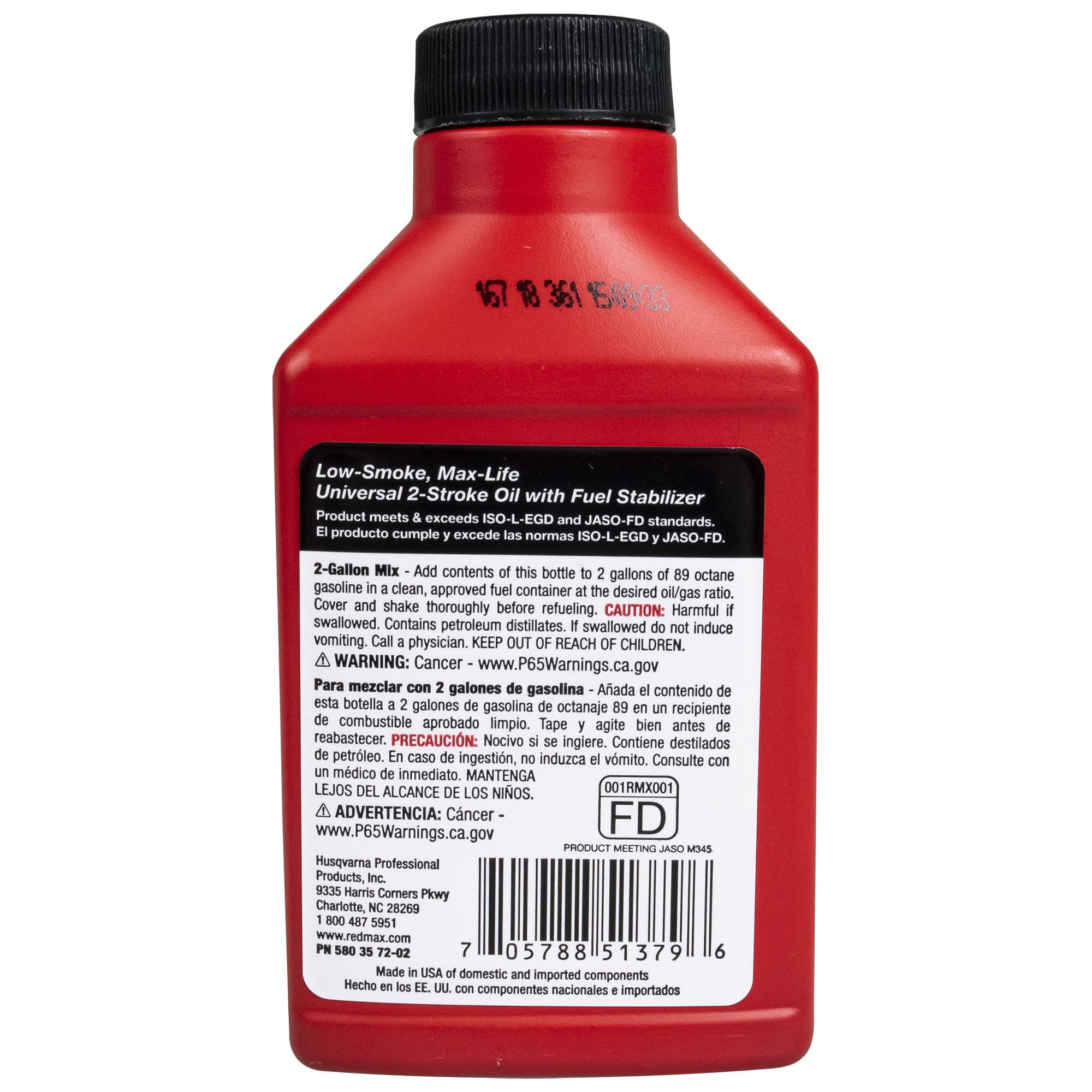 **RedMax 5.2oz Synthetic 2-Stroke Engine Oil with Fuel Stabilizer - 50:1 Mix Ratio (48-Pack) - Ideal for Chainsaws, Trimmers, and Outdoor Power Equipment**
