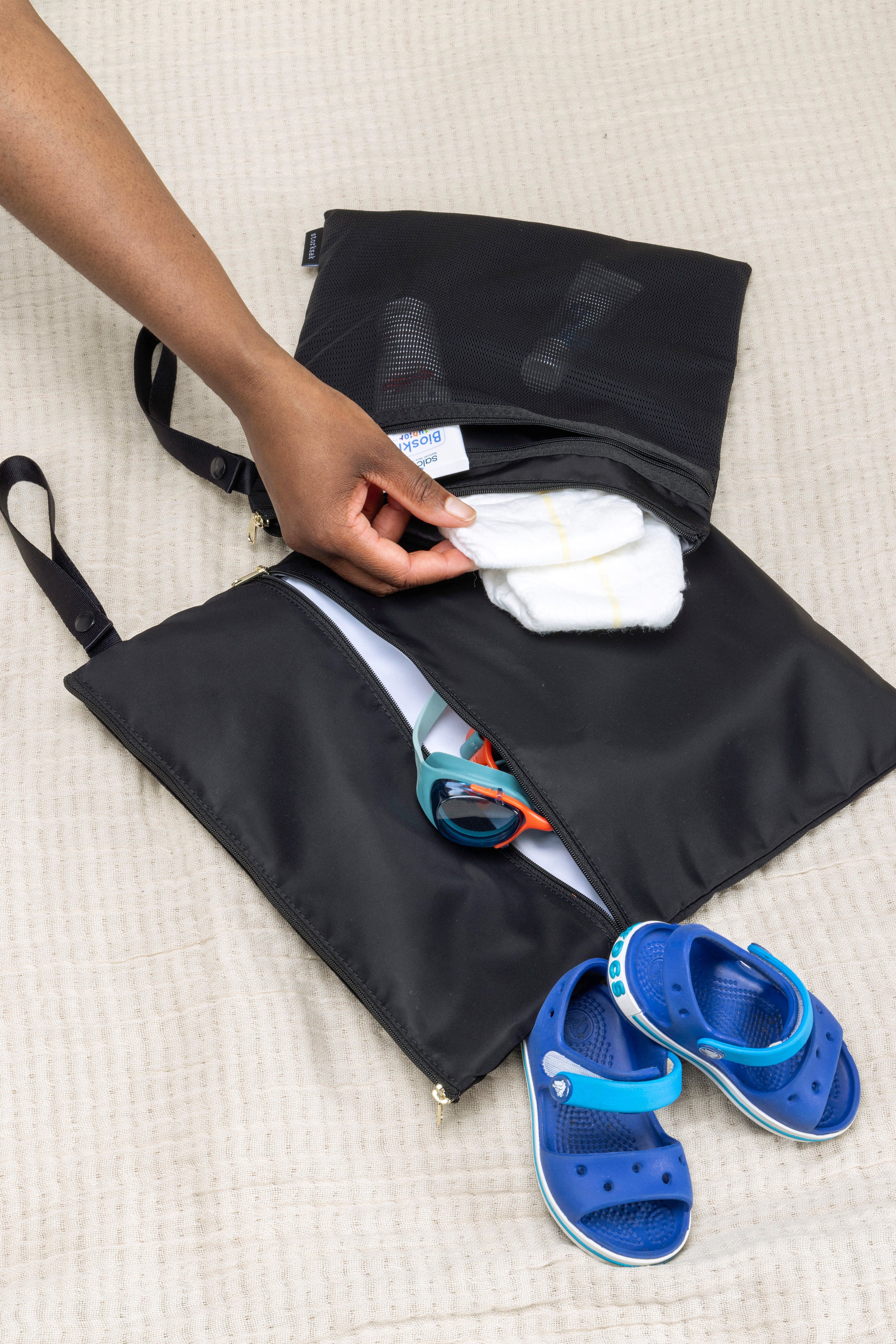 Storksak Waterproof Wet Bag & Baby Changing Pouch Set - Perfect for Diaper Changes, Swim Gear, and Travel Essentials