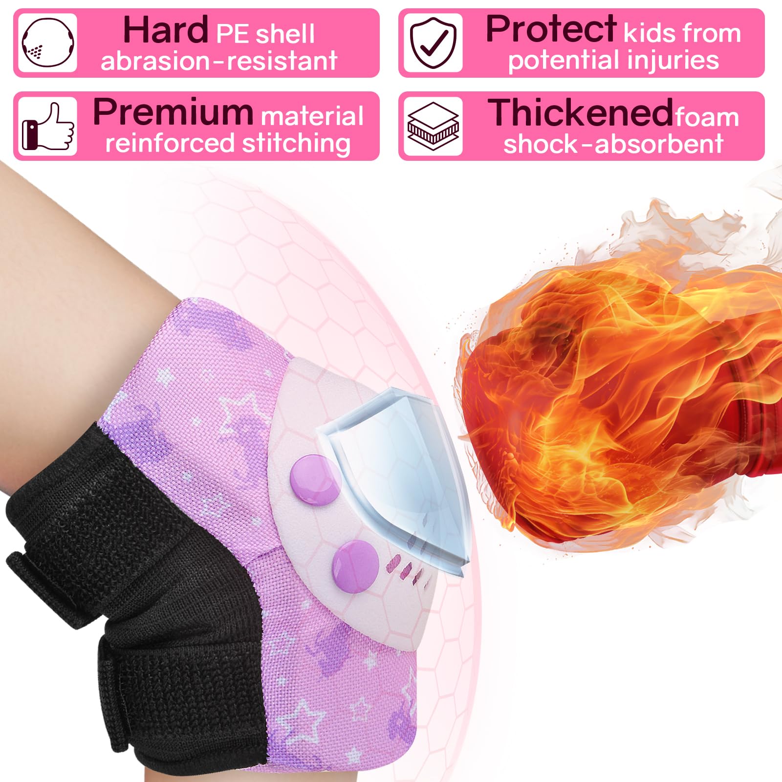 **Kids Knee Pads & Elbow Pads Set with Wrist Guards - Adjustable Protective Gear for Girls & Toddlers - Roller Skating, Biking, Skateboarding, Scooter - Purple Unicorn Design**    *(Perfect for outdoor play, sports safety, and active adventures!)*