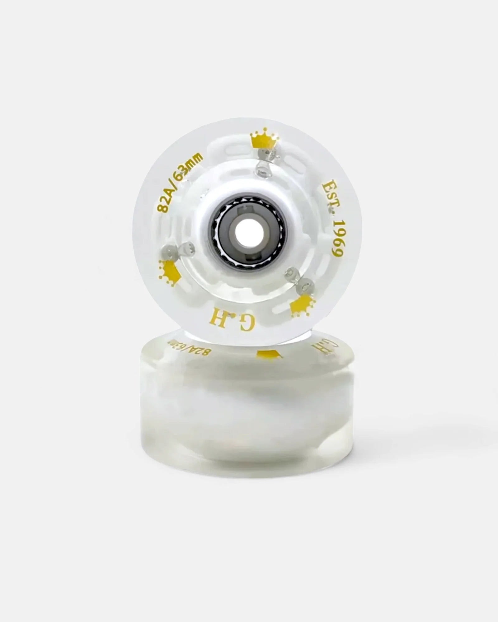 GH Skates Rebound PU Light Up Clear Hybrid Wheels - Premium Glow in the Dark Roller Skate Wheels for Indoor/Outdoor Skating, Rinks, Roller Derby & Artistic Performances