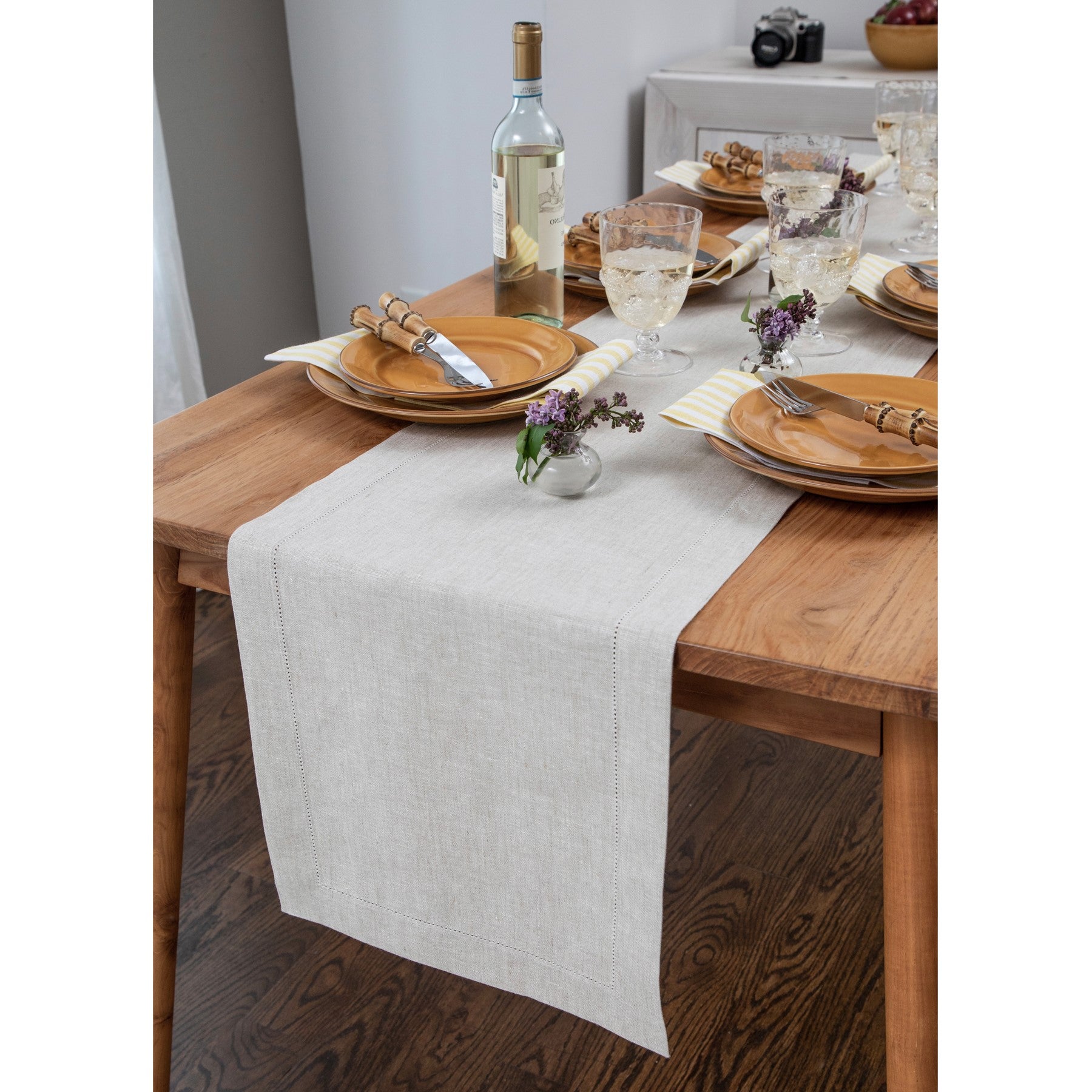 Elegant Medium Weight Hemstitch Table Runner - Perfect for Dining Table Decor, Wedding Centerpieces & Holiday Home Decor