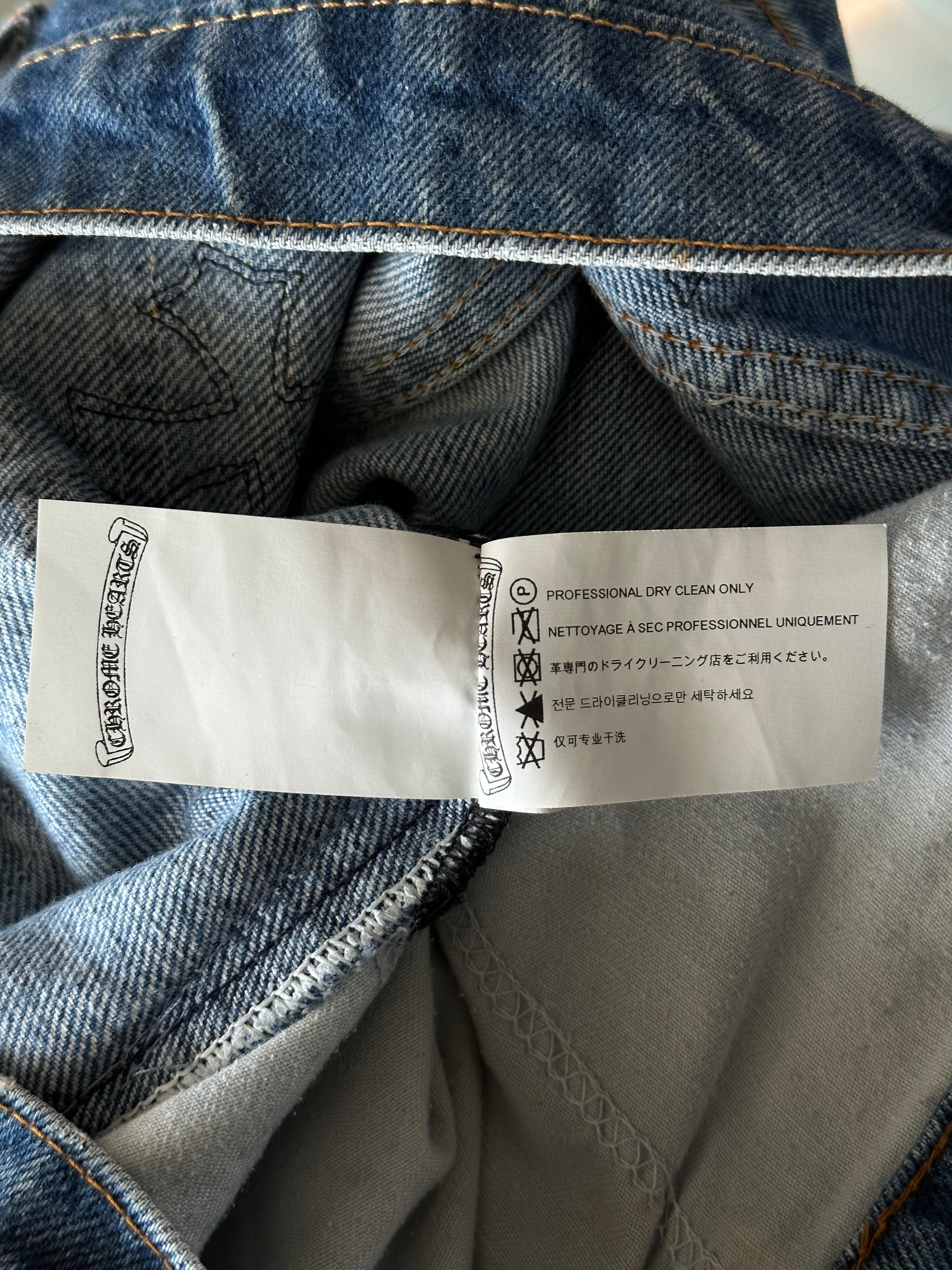 Chrome Hearts x Levi's Blue & Black Cross Patch Denim Jeans for Men - Stylish Vintage Streetwear for Casual Outfits and Night Out