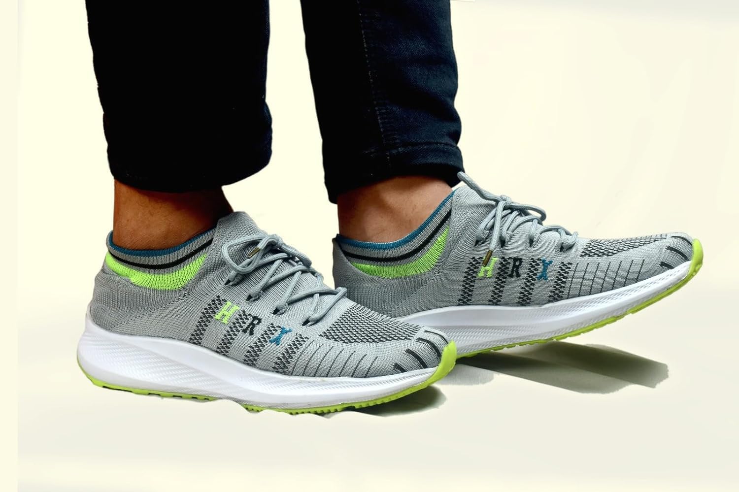 Men's T-Black Sports Shoes - Breathable Lace-Up Running & Walking Shoes for Men - Lightweight Grey Athletic Sneakers for Gym, Jogging & Casual Wear
