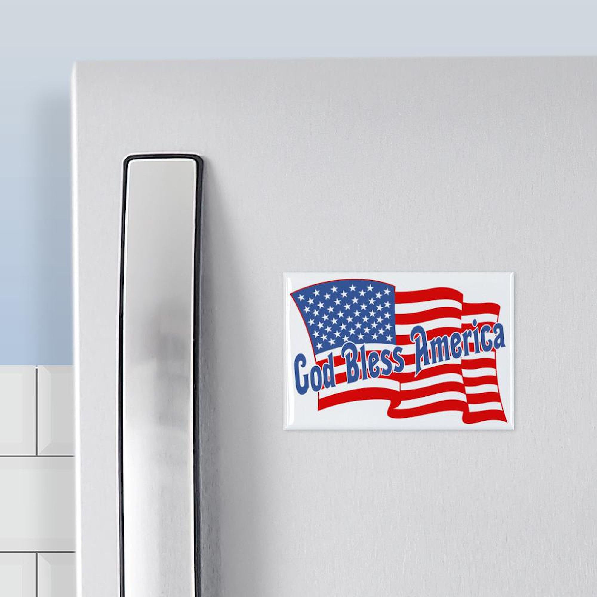 GOD BLESS AMERICA Patriotic Refrigerator Magnet - 3x2 Inch July 4th Independence Day Decor - Perfect for Fridge, Office, Locker & Home Decorations