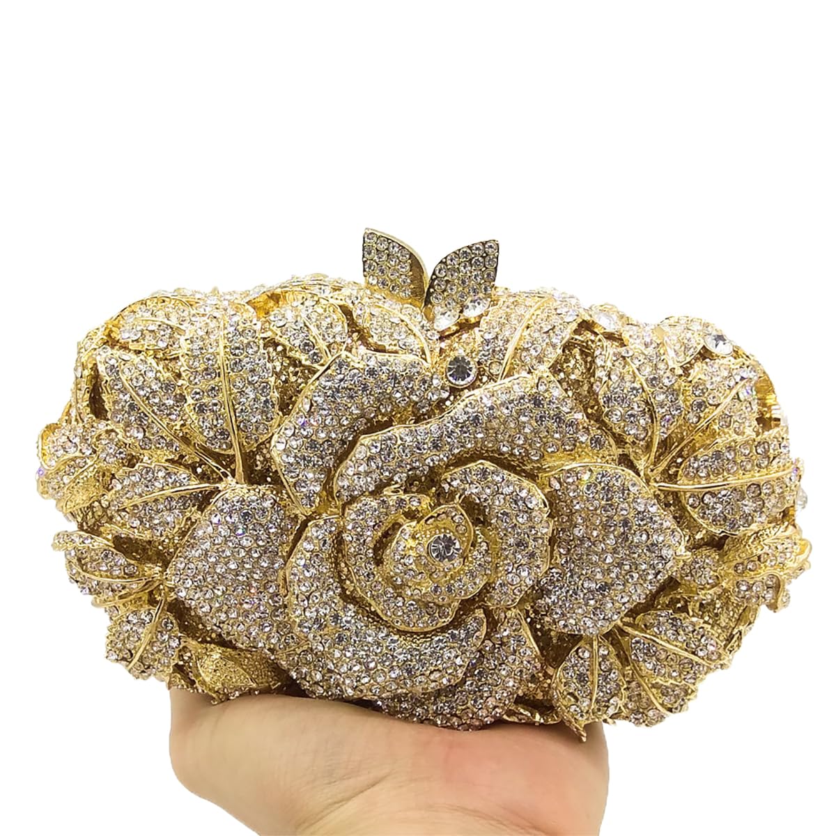 Sparkly Rhinestone Evening Clutch Purse for Women - Rose Crystal Wedding Party Handbag - Perfect for Cocktail Events, Prom, Bridal Accessories & Special Occasions