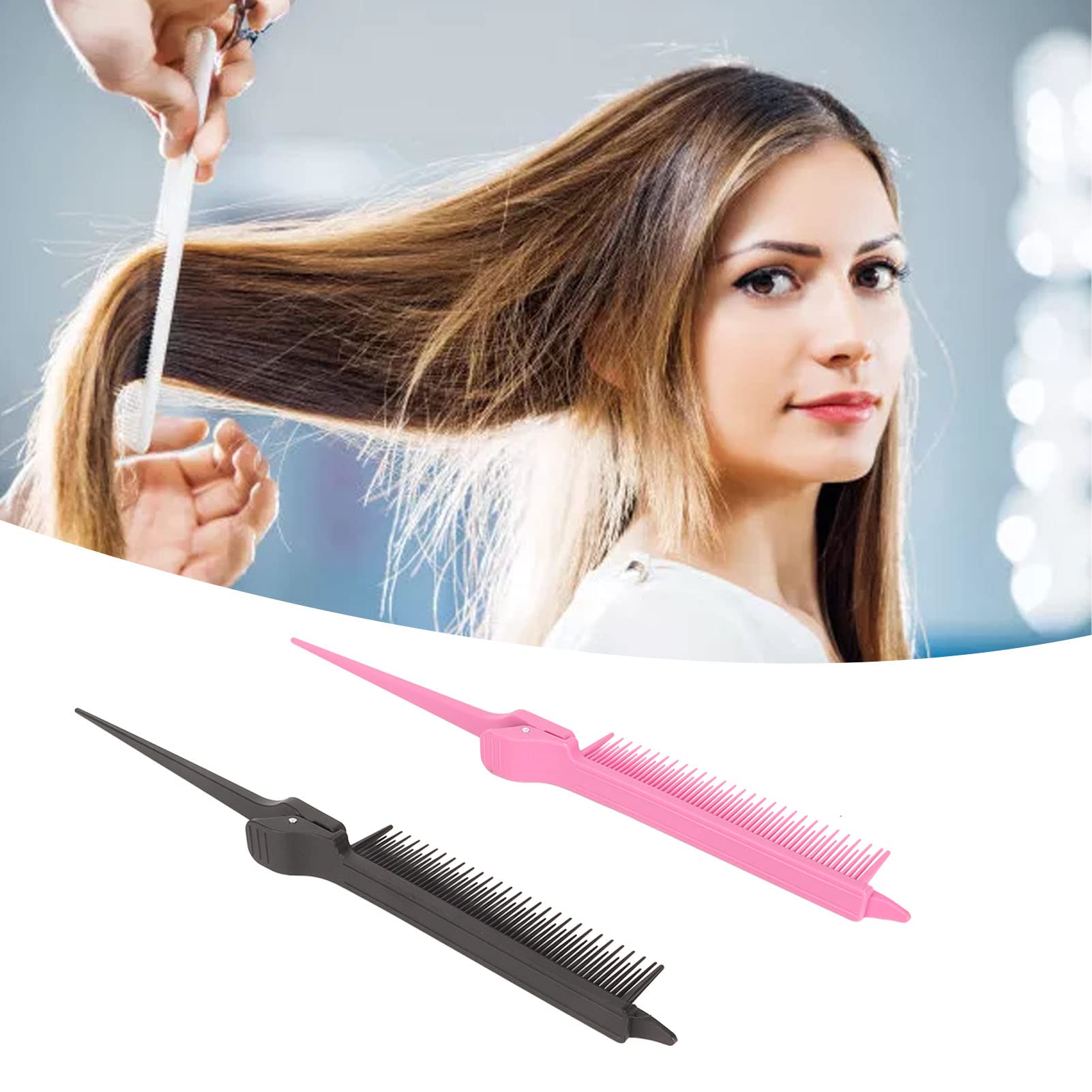 Portable Tail Clip Comb - Rounded Teeth, Ergonomic & Slip-Resistant Design - Lightweight & Comfortable Grip for Home & Salon Hair Styling - Perfect for DIY Haircuts, Styling, and Professional Salon Use