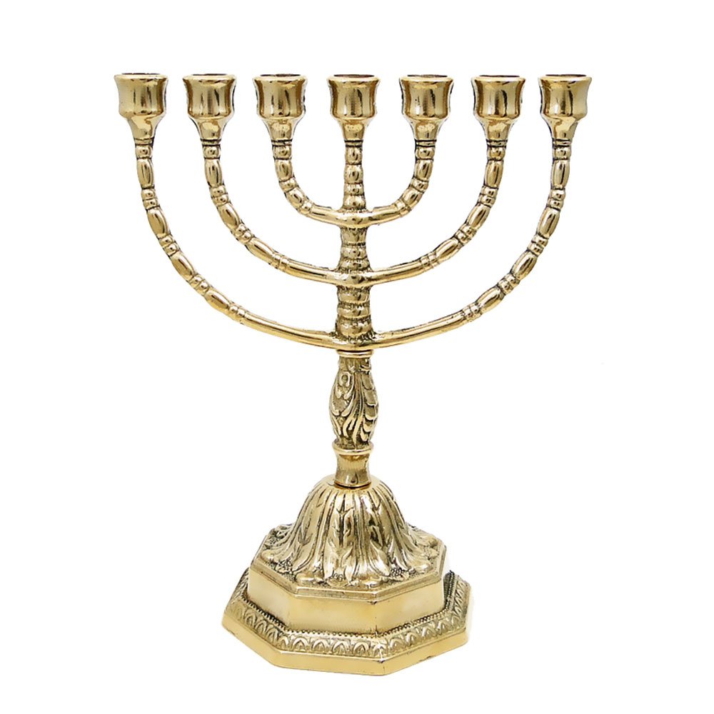 7-Arm Brass Candlestick Holder - Handcrafted for Candles up to 1.5cm Diameter, 23cm Tall (Model 10204) - Perfect for Dining Table Centerpiece, Wedding Decor & Home Interior Lighting