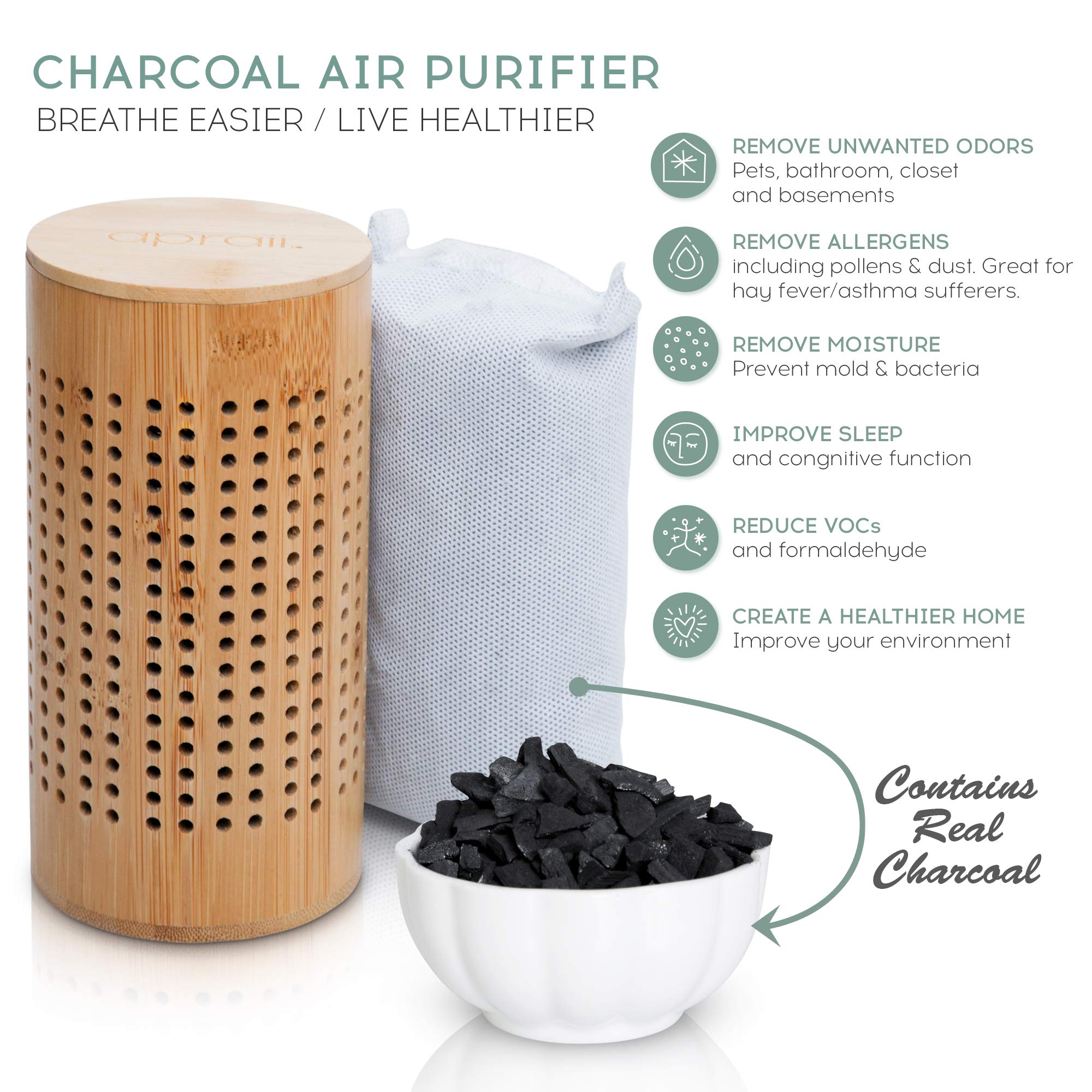 Activated Charcoal Bags for Odor Elimination - Natural Air Purifier & Moisture Absorber with Bamboo Charcoal - Home, Closet, Car, and Pet Area Freshener - Eco-Friendly Deodorizer Bags