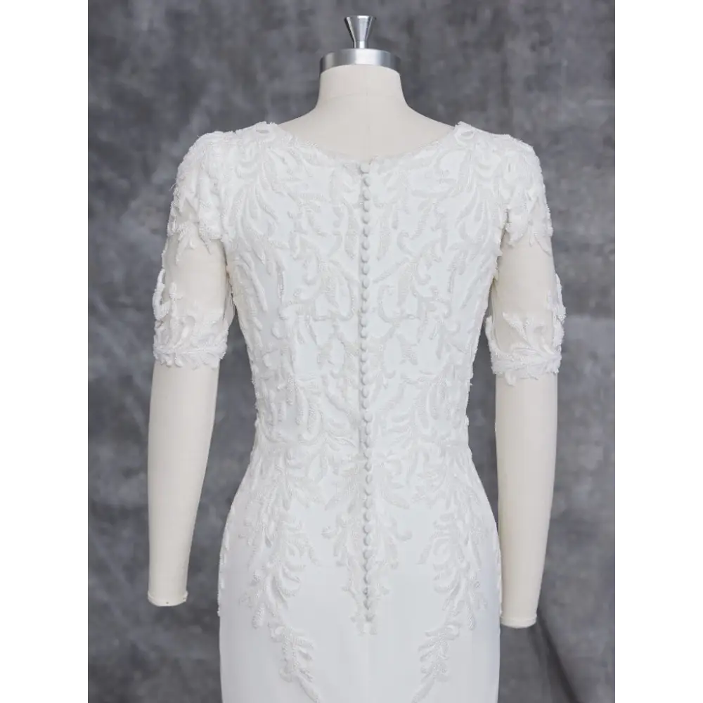 Bellarose Leigh Wedding Dress by Rebecca Ingram - Elegant A-Line Gown with Lace Appliques for Bridesmaids, Church Ceremonies & Formal Events