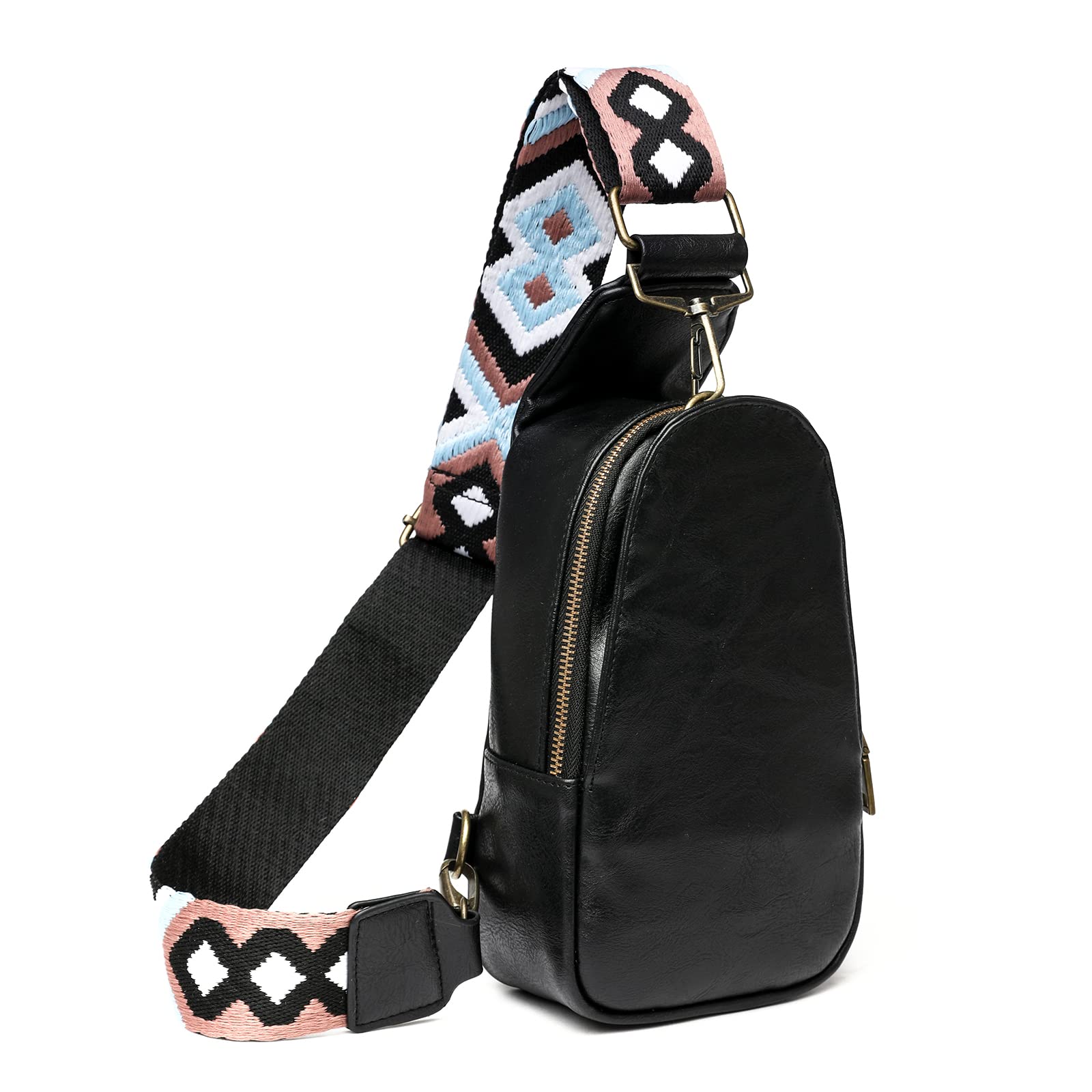 KRYPTTON Women's Small Crossbody Sling Bag - PU Leather Fashion Shoulder Bag for Shopping, Travel & Daily Use (Black) | Perfect Purse for Work, Gym & Outings