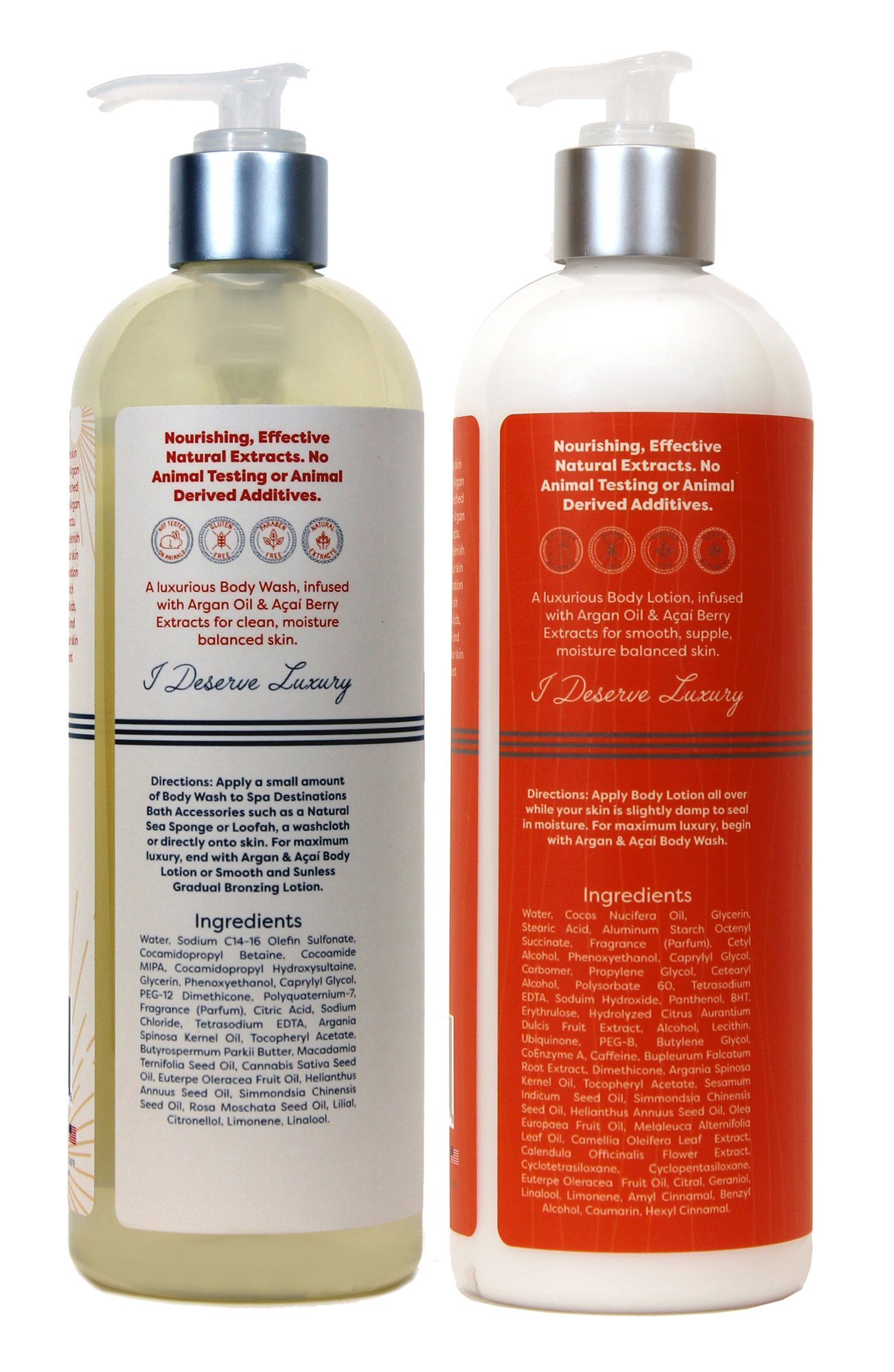 Argan & Acai Body Wash and Lotion Gift Set - 16oz Clean & Tropical Scent Duo | Perfect for Spa Day, Self-Care & Luxury Bath Time