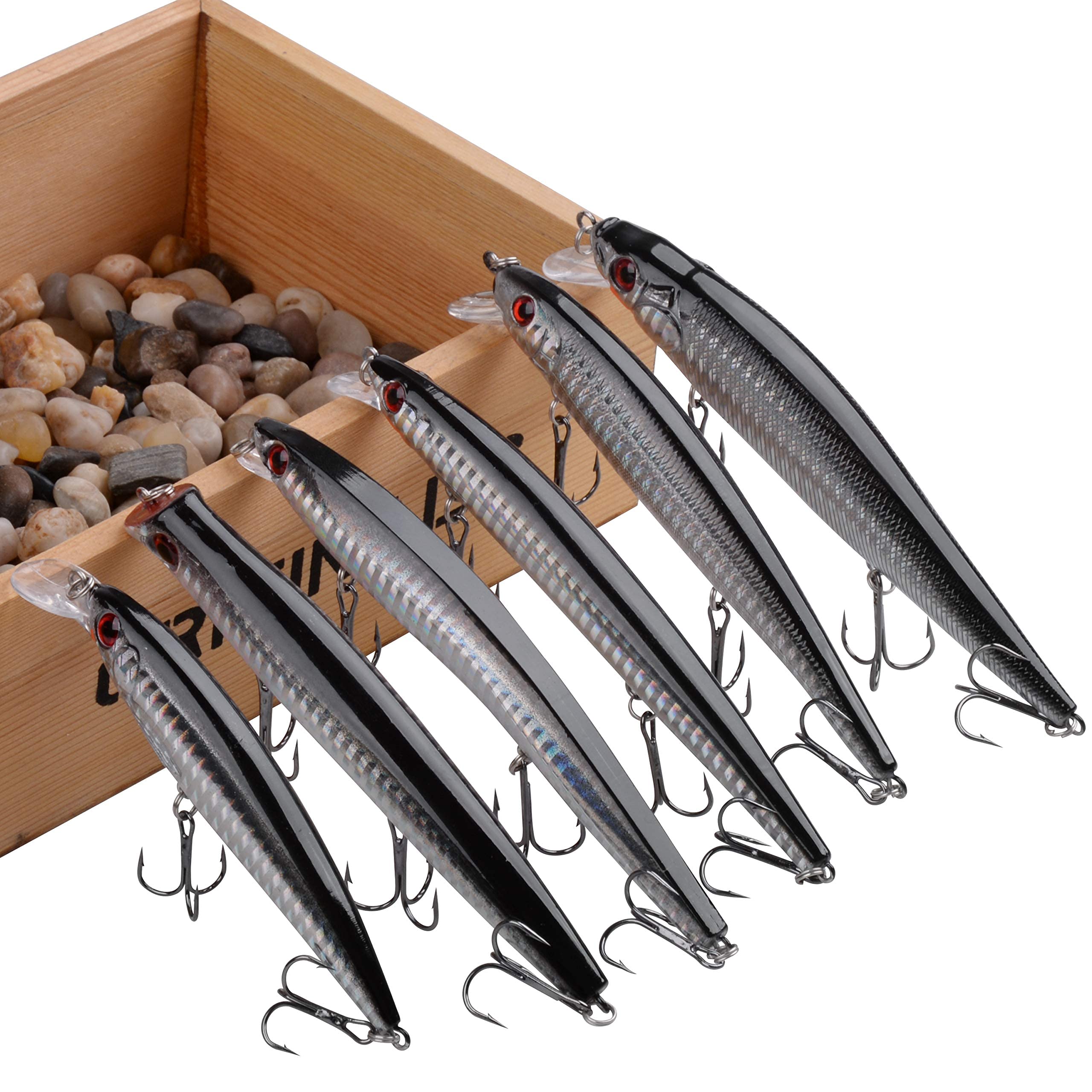 Saltwater Fishing Lures Kit - Surf Fishing Striper Lures, Minnow Lures, Deep Diving Jerkbait, Crankbait & Topwater Popper Plugs with Treble Hooks | Perfect for Inshore, Offshore, Ocean & Deep Sea Fishing | Great for Bass, Trout & Saltwater Game Fish