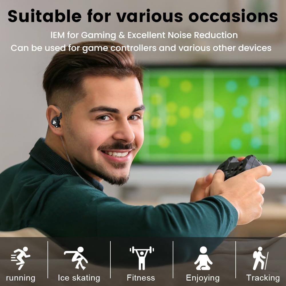QKZ AK6 Gaming Earbuds with Microphone - 3.5mm HiFi In-Ear Headphones for Running, Sports & Music - Noise Isolating Wired Earphones with Mic (Black) - Perfect for Gaming, Workouts & Commuting