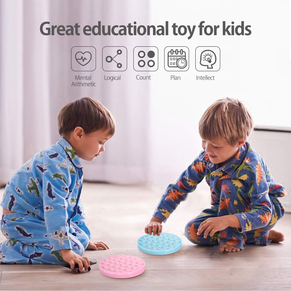 Glow in The Dark Push Pop Bubble Sensory Fidget Toy - Silicone Stress Reliever for Adults & Kids - Fluorescent Anxiety Relief Toy (Pink) - Perfect for ADHD, Autism, Office & Classroom Focus