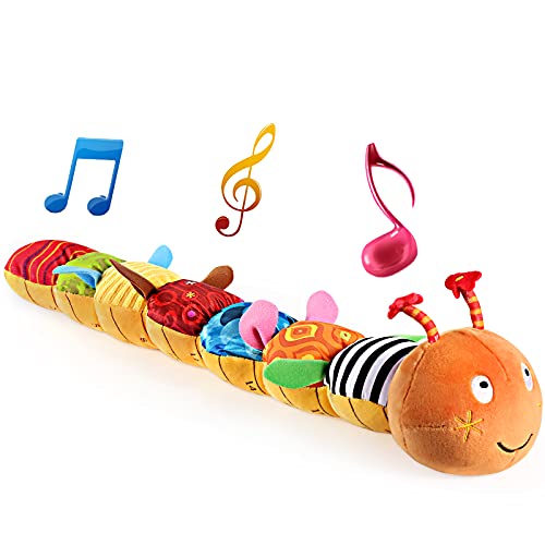 LIGHTDESIRE Musical Caterpillar Baby Toy - Soft Crinkle Rattle Plush Toy with Bell Rings for Newborns & Toddlers 3-12 Months | Perfect Sensory Toy for Boys & Girls | Great for Early Learning & Playtime
