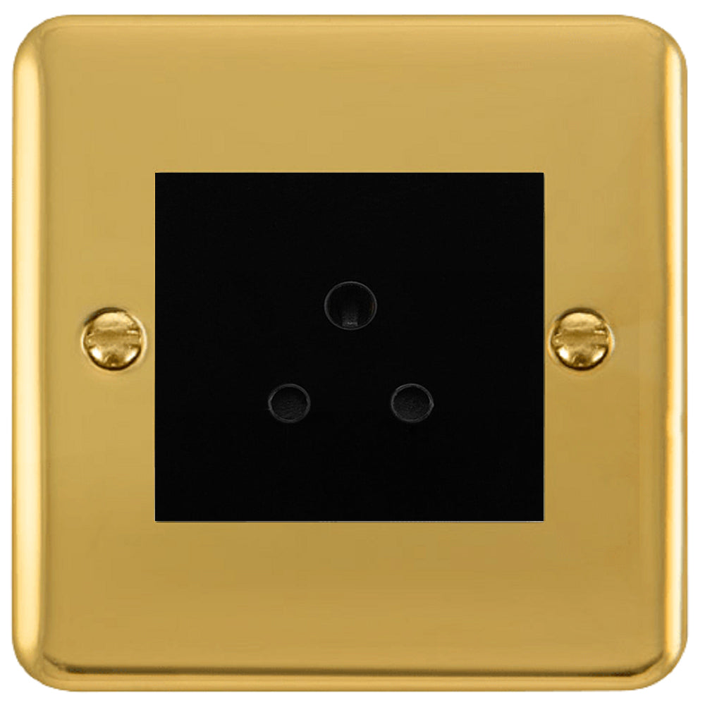 Click Deco Plus Polished Brass 5A Unswitched Socket DPBR038MBK - Vintage Style Electrical Outlet for Home Decor, Bedroom, Living Room & Office Lighting Fixtures