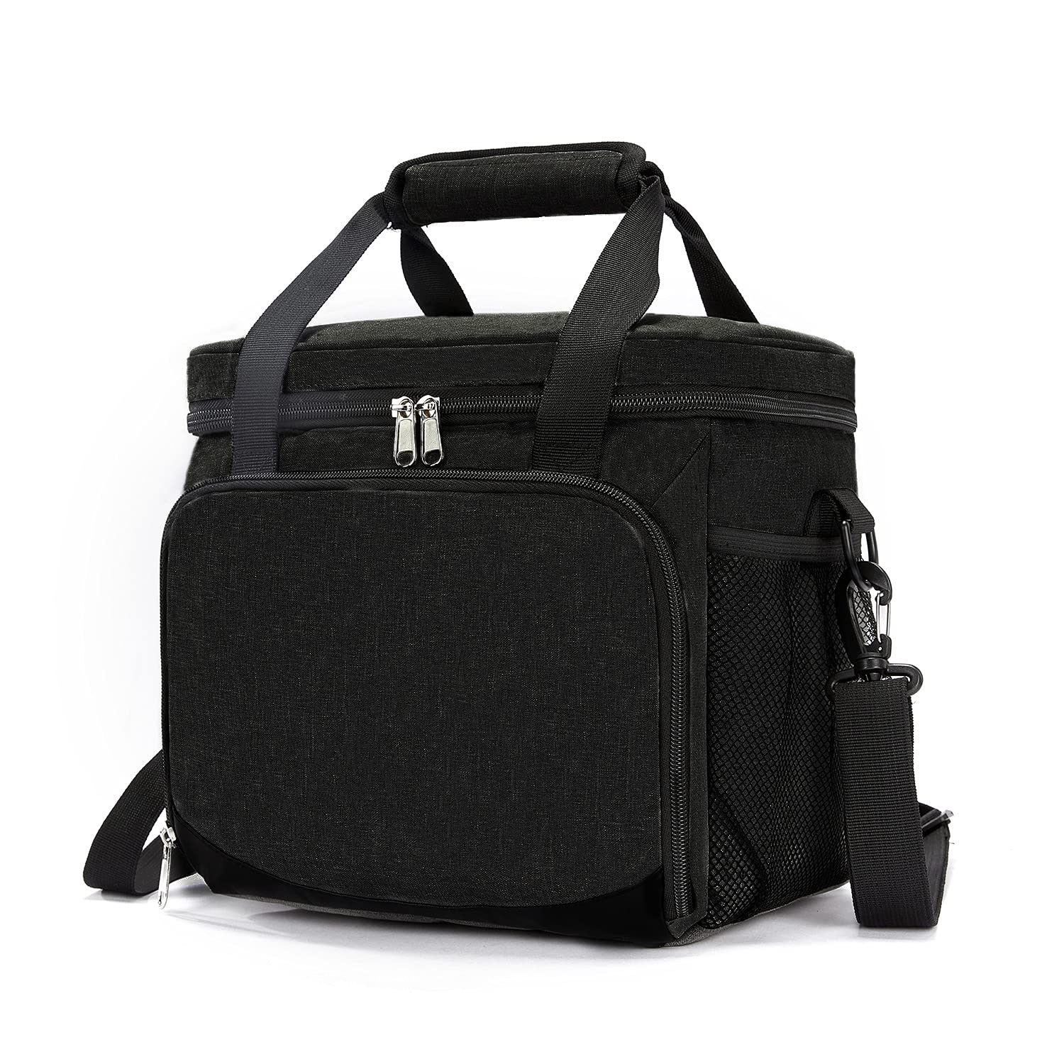 MOV COMPRA 15L Insulated Lunch Bag for Men - Leakproof Lunch Box for Adults, Work, Picnic & Camping - 24-Can Capacity (Black) - Perfect for Office, School, Hiking & Outdoor Activities