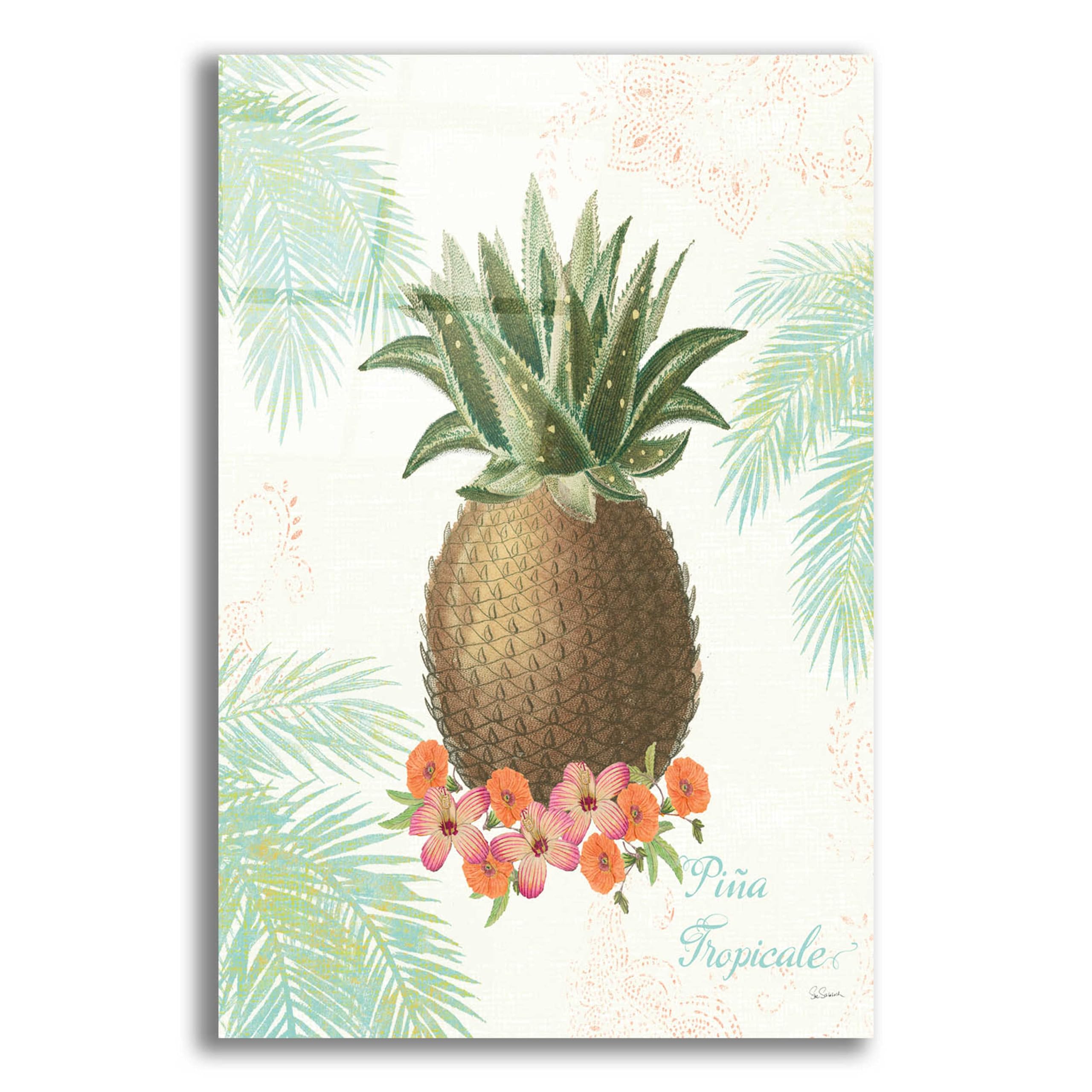 Epic Art 'Flamingo Tropicale IV' by Sue Schlabach - 16x24 Inch Vibrant Acrylic Glass Wall Decor - Tropical Flamingo Painting for Living Room, Bedroom & Office Decor