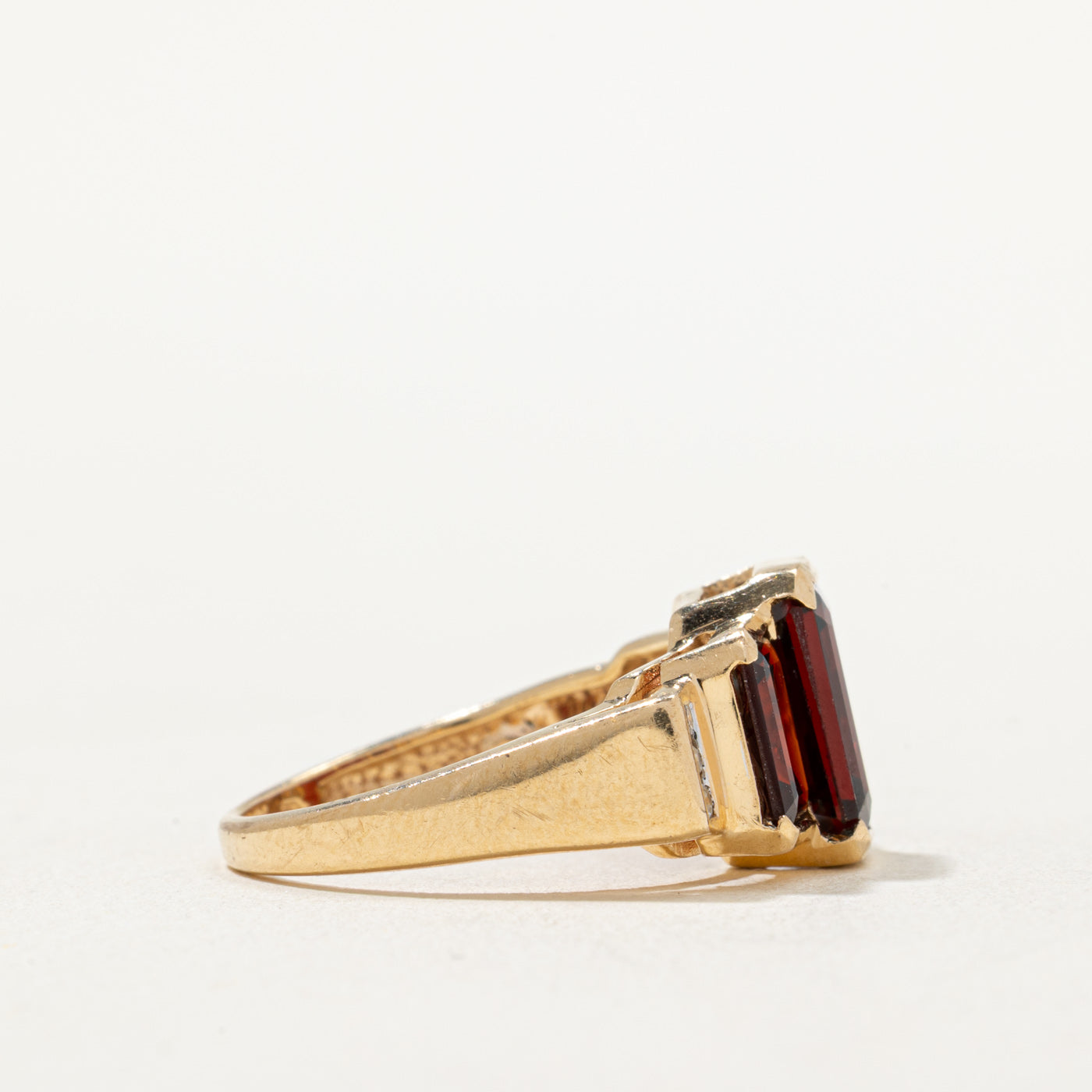 5.75ctw Three Stone Garnet & Diamond Ring with 0.03ctw Diamonds | Size 6.5 | Elegant Jewelry for Anniversary, Engagement & Special Occasions