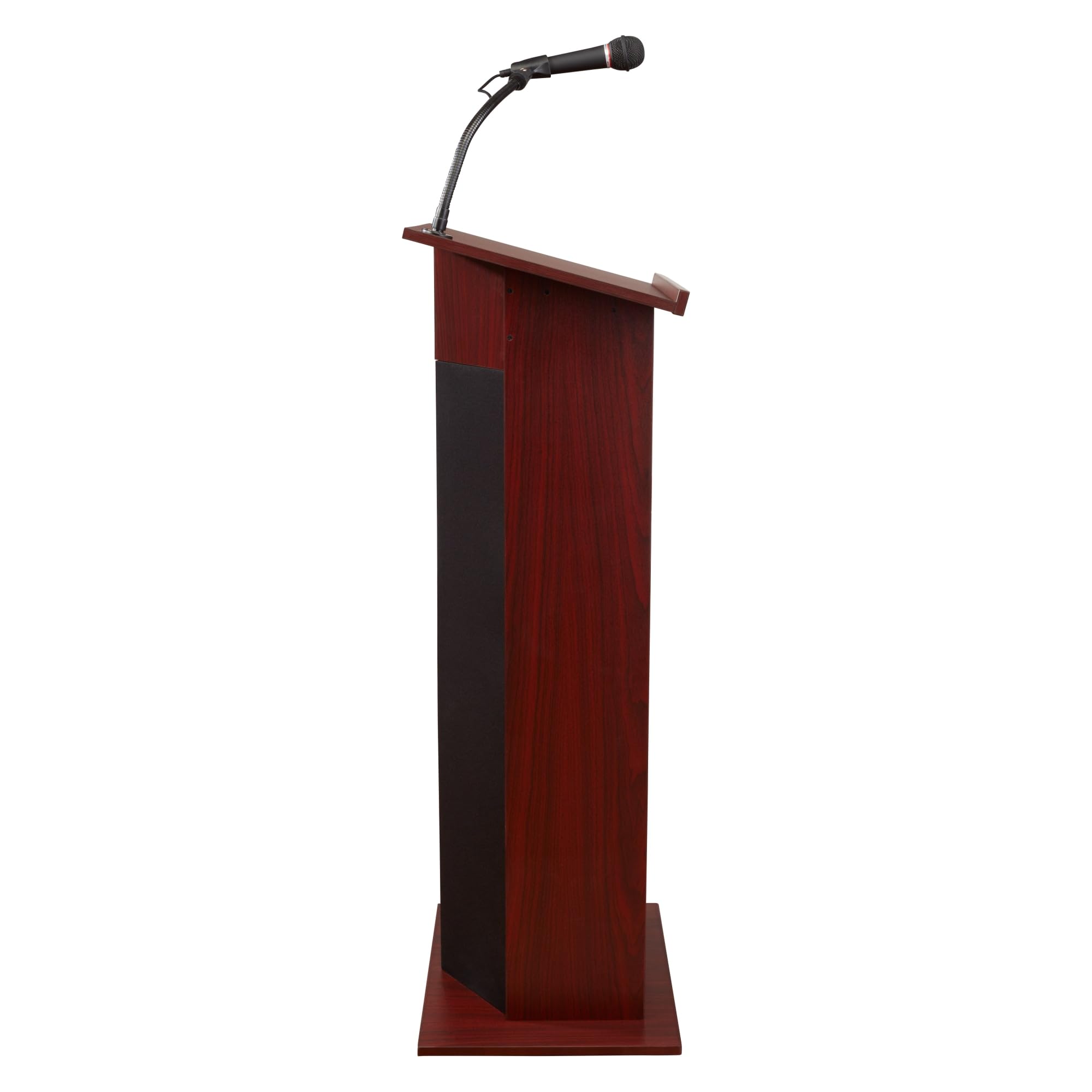 Oklahoma Sound 111PLS-MY/LWM-7 Power Plus Lectern & Wireless Headset Microphone System - Premium Mahogany Finish for Churches, Conference Rooms & Public Speaking Events