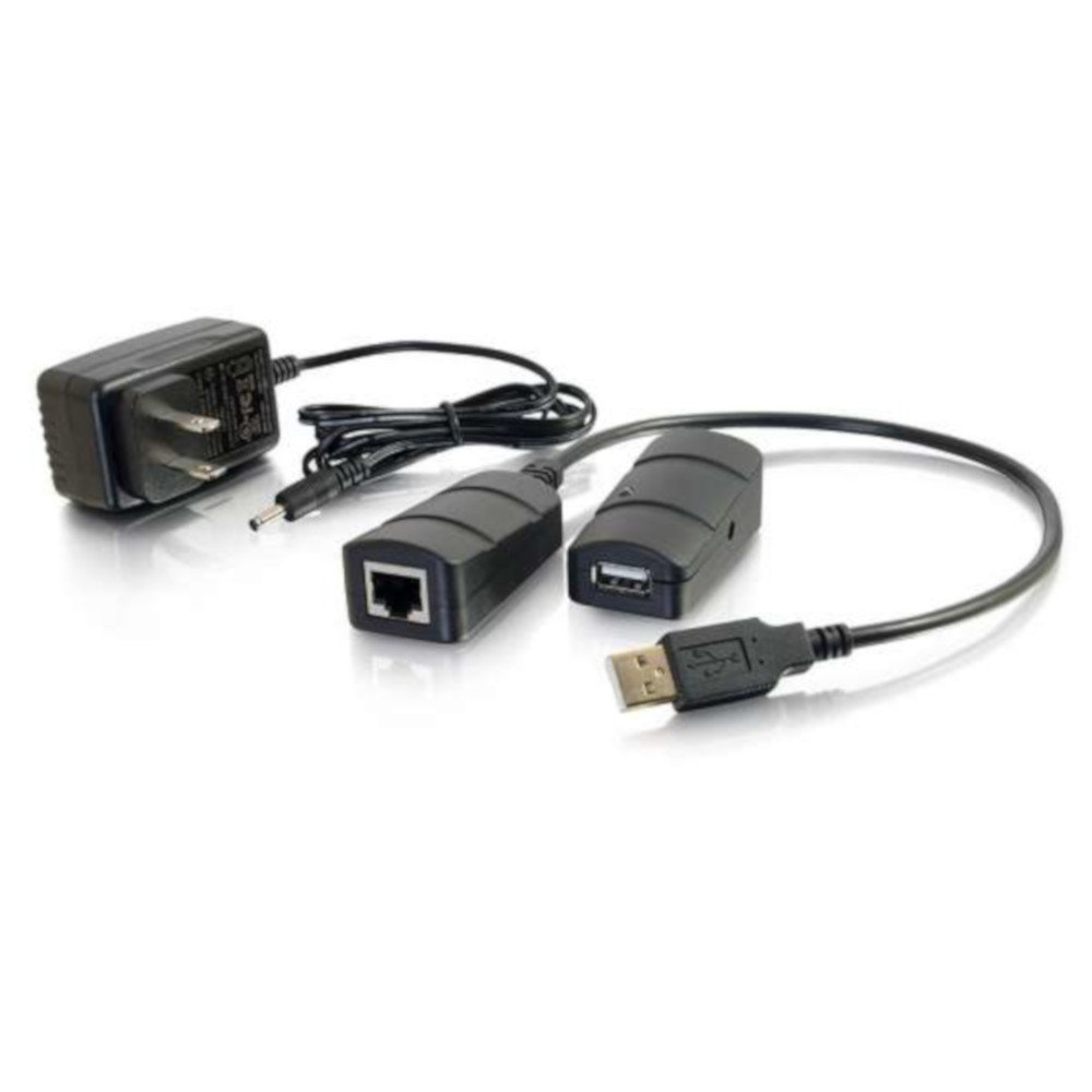 C2G USB 2.0 Extender Over Cat5/Cat6 - 1 Port 150 Feet (45m) High-Speed Cable Adapter - Black - Ideal for Office, Home Theater & Long-Distance USB Device Connections