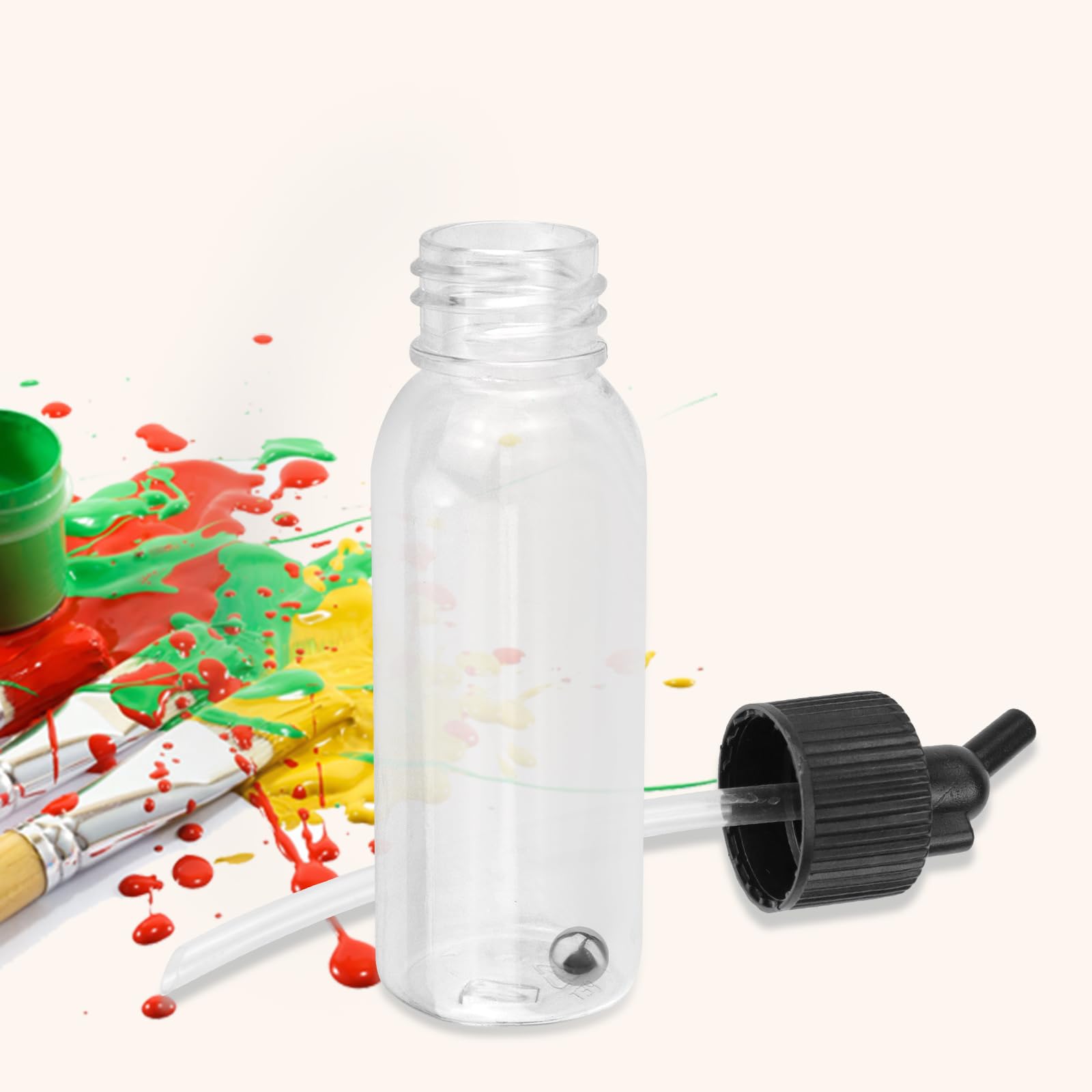 T Tulead 30ML Plastic Airbrush Paint Bottles - Dual-Action Siphon Feed Jars for Art, Crafts & Model Painting - 10-Pack Airbrush Accessories (Perfect for Hobbyists, Tattoo Artists & DIY Projects)