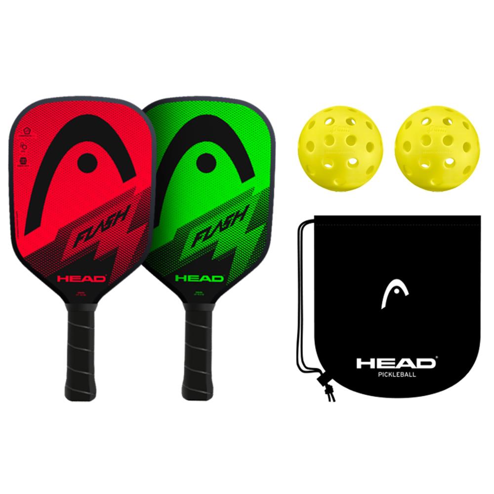 Premium Head Flash Pickleball Paddle Set - Red & Green Colors - Perfect for Outdoor & Indoor Court Games, Tournaments & Family Fun