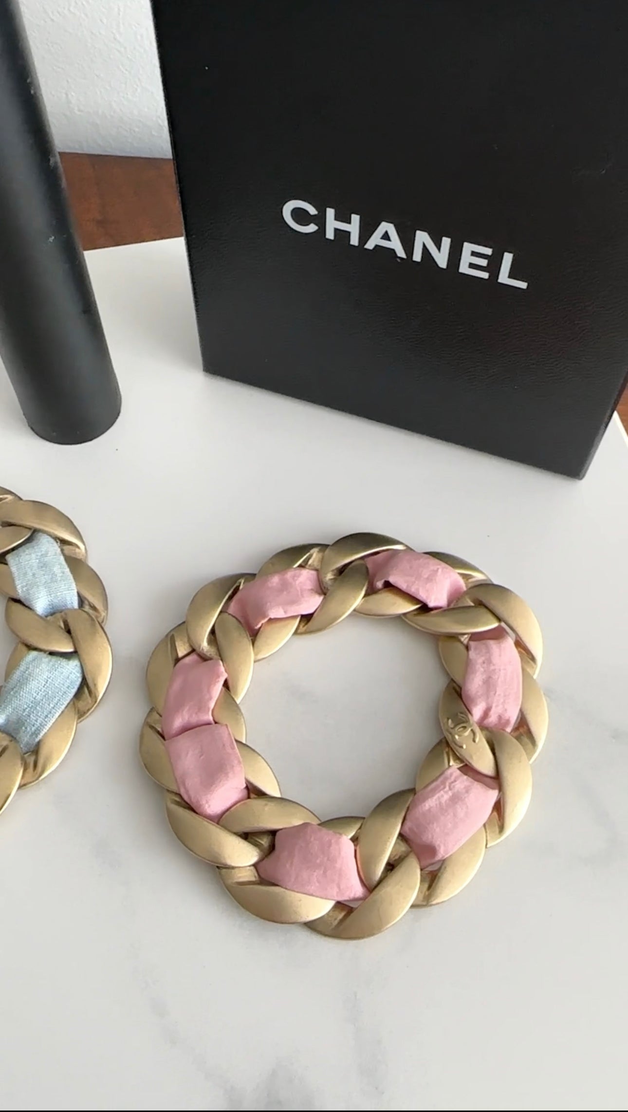 Chanel 09C Pink and Gold Chain Bracelet for Women - Luxury Fashion Jewelry Gift for Birthday, Anniversary & Special Occasions