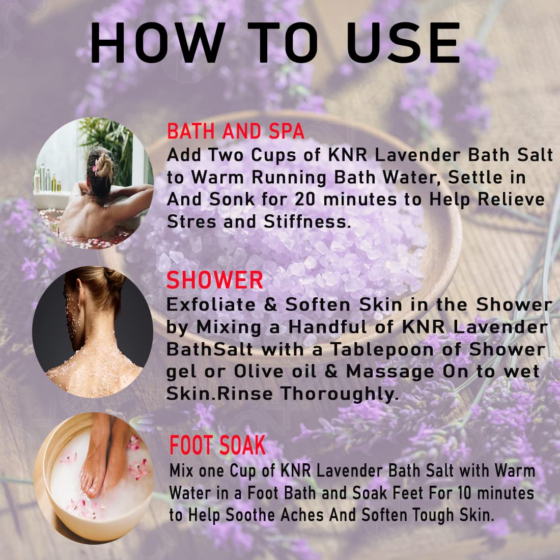 KNR Lavender Epsom Bath Salt for Relaxation & Muscle Relief - 400g | Soothe Aches, Stress & Improve Sleep | Perfect for Spa Nights & Post-Workout Recovery