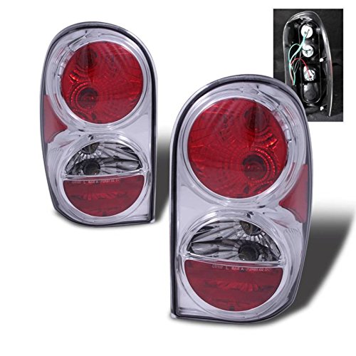 Jeep Liberty Chrome Euro Tail Lights Assembly Set - Left Driver & Right Passenger Side Replacement - Enhance Style & Safety for Off-Roading & Night Driving