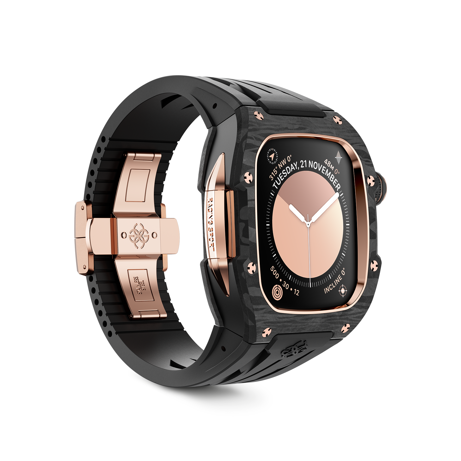Apple Watch Case - Rose Gold Carbon Fiber Protective Cover for Apple Watch Series 1/2/3/4/5/6/7/8/SE | Slim Durable Design | Perfect for Workouts, Outdoor Activities & Everyday Use