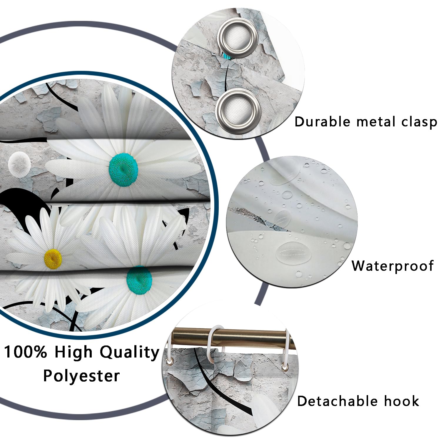 Premium 4-Piece Shower Curtain Set with Non-Slip Rugs - Bathroom Decor for Home & Hotel Use