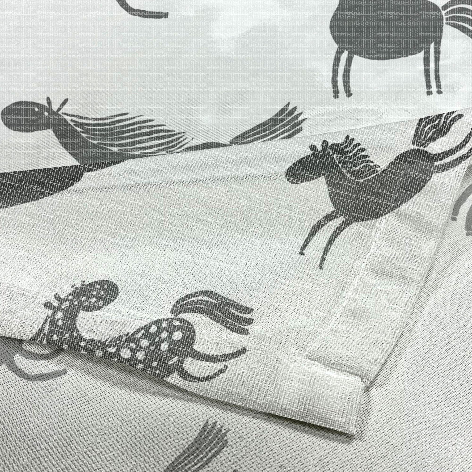 Ambesonne Black & White Horse Pattern Tulle Curtains - 108