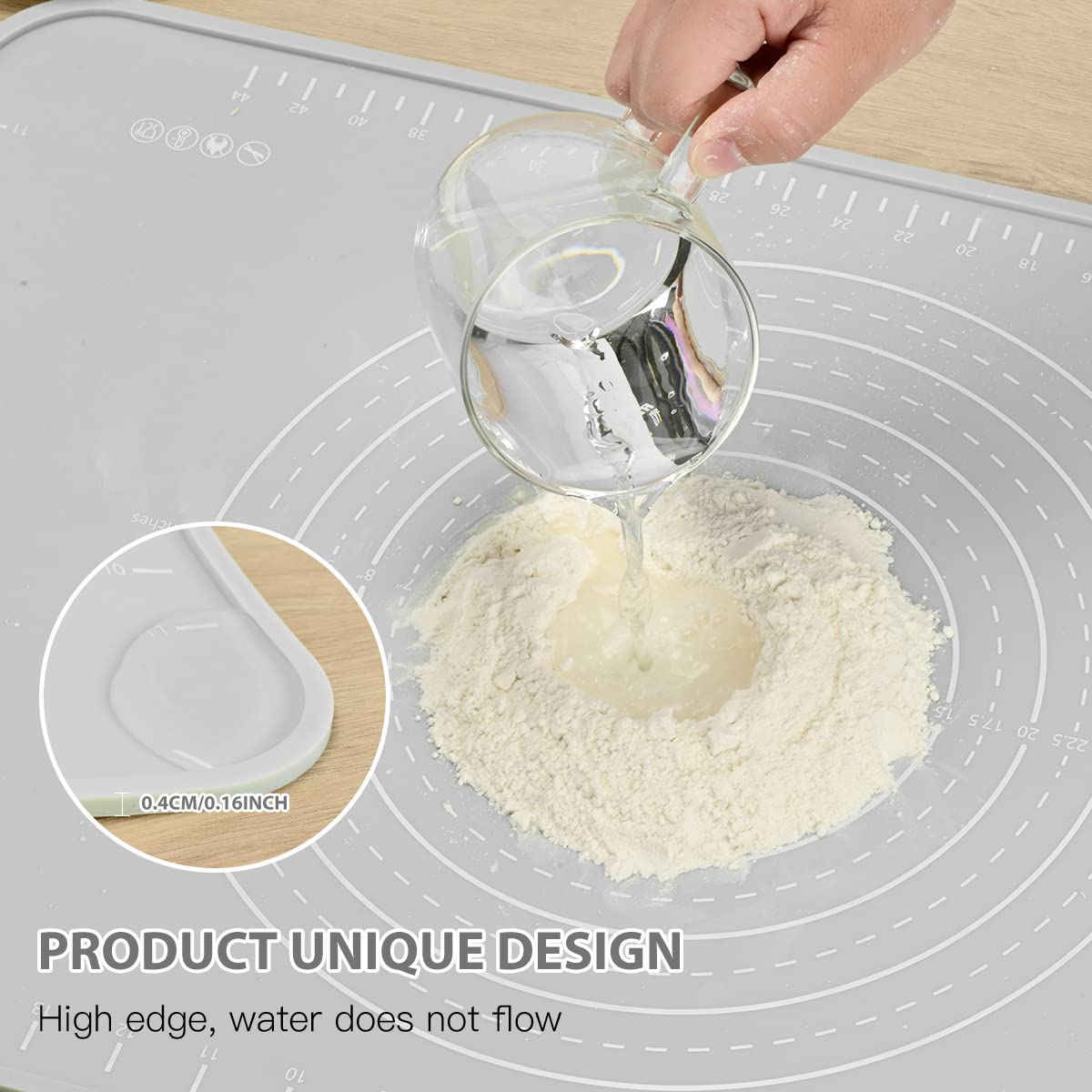 24x16 Inch Extra Thick Non-Stick Silicone Baking Mat - Food Grade Pastry Dough Rolling Mat with Raised Edges for Cookies, Pies & Bread Making | Perfect for Home Bakers & Professional Kitchens