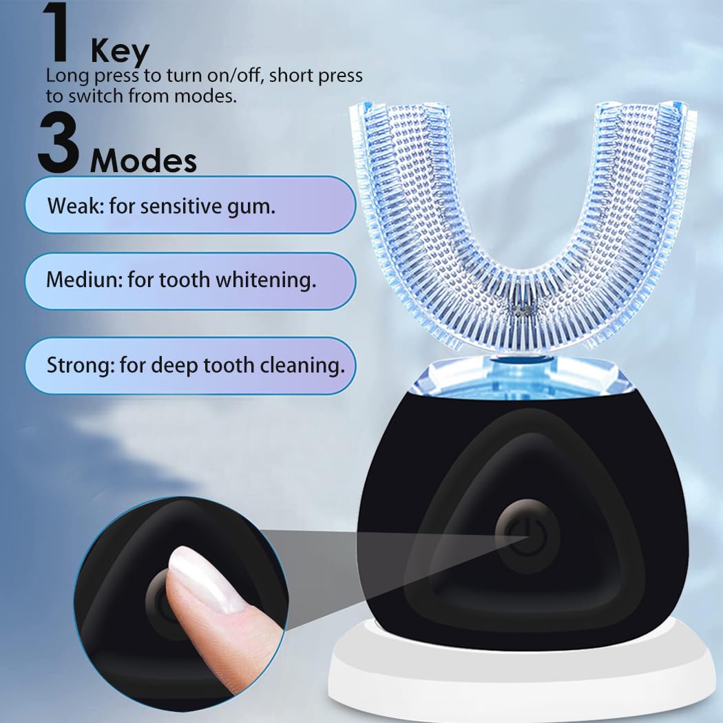 VERSAINSECT c Automatic Electric Toothbrush for Adults - 360° Sonic Rechargeable Toothbrush with Whitening, Waterproof & Travel-Friendly - Perfect for Home, Office & Travel Use (Black)