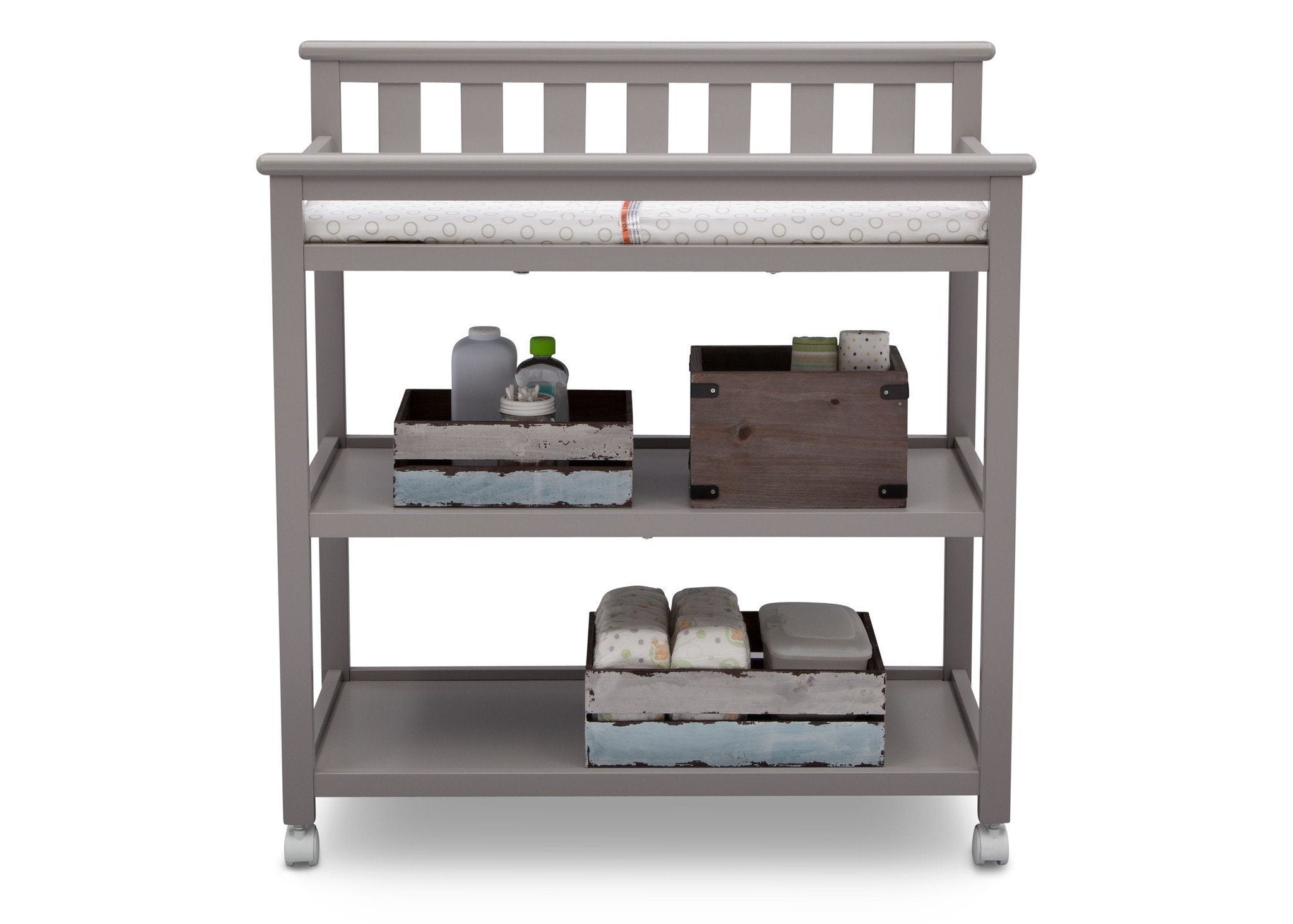 Liberty Changing Table - Baby Dresser with Safety Straps & Storage, White Nursery Furniture for Diaper Changing & Baby Care Essentials Organization