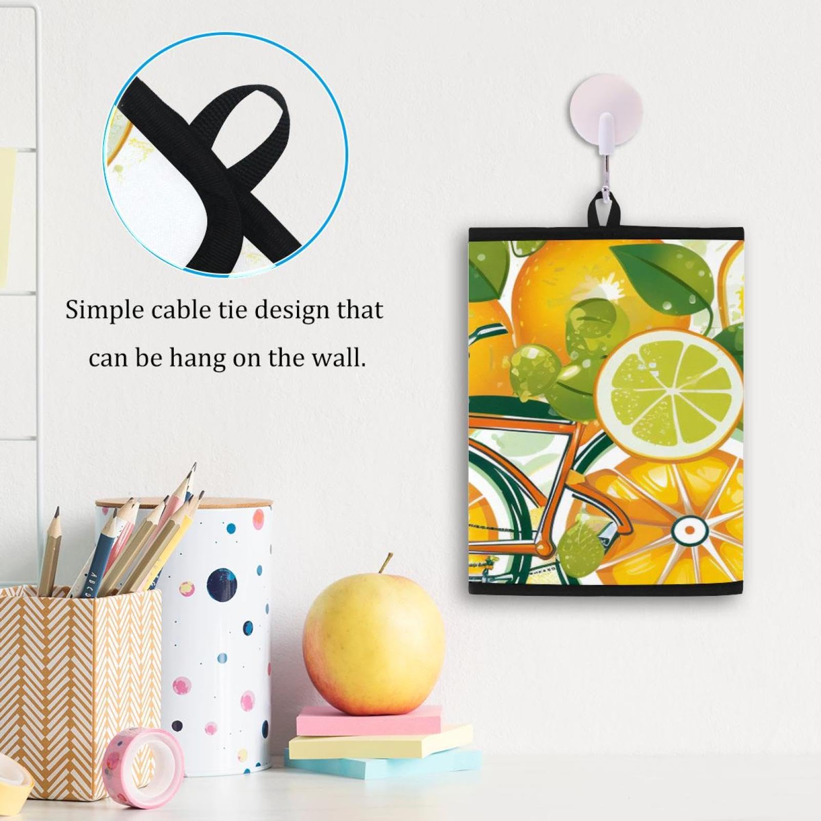 Colorful Lemon & Orange Bike Wheels Pencil Case Pouch - Stylish Pen Holder for School, Office & Travel - Perfect for Students, Artists & Professionals