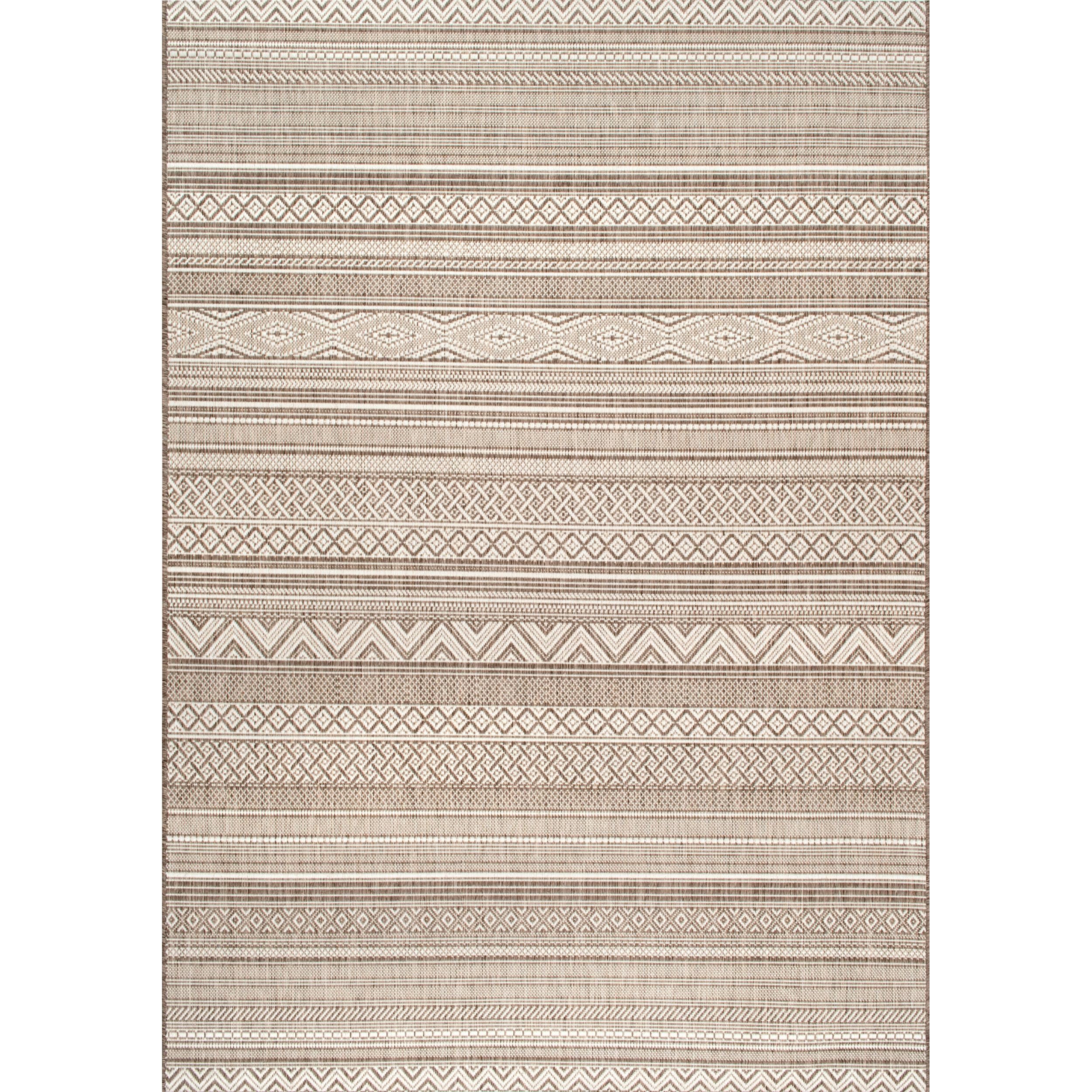nuLOOM 6' x 9' Outdoor Performance Area Rug - OEKO-TEX Certified, Weather Resistant & High Traffic Rug for Patio, Balcony, Deck & Backyard - Erlinda Beige - Perfect for Outdoor Entertaining & Durable All-Weather Use