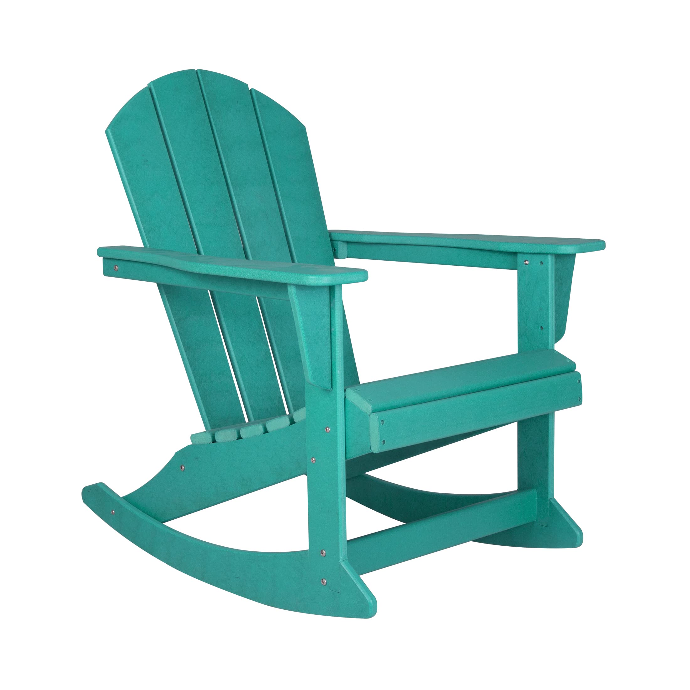 WO Home Furniture 4-Piece Patio Rocking Chair Set - Classic Outdoor HDPE Rocking Chairs with UV & Weather Resistance (Turquoise) - Perfect for Backyard, Garden, Poolside & Porch Relaxation