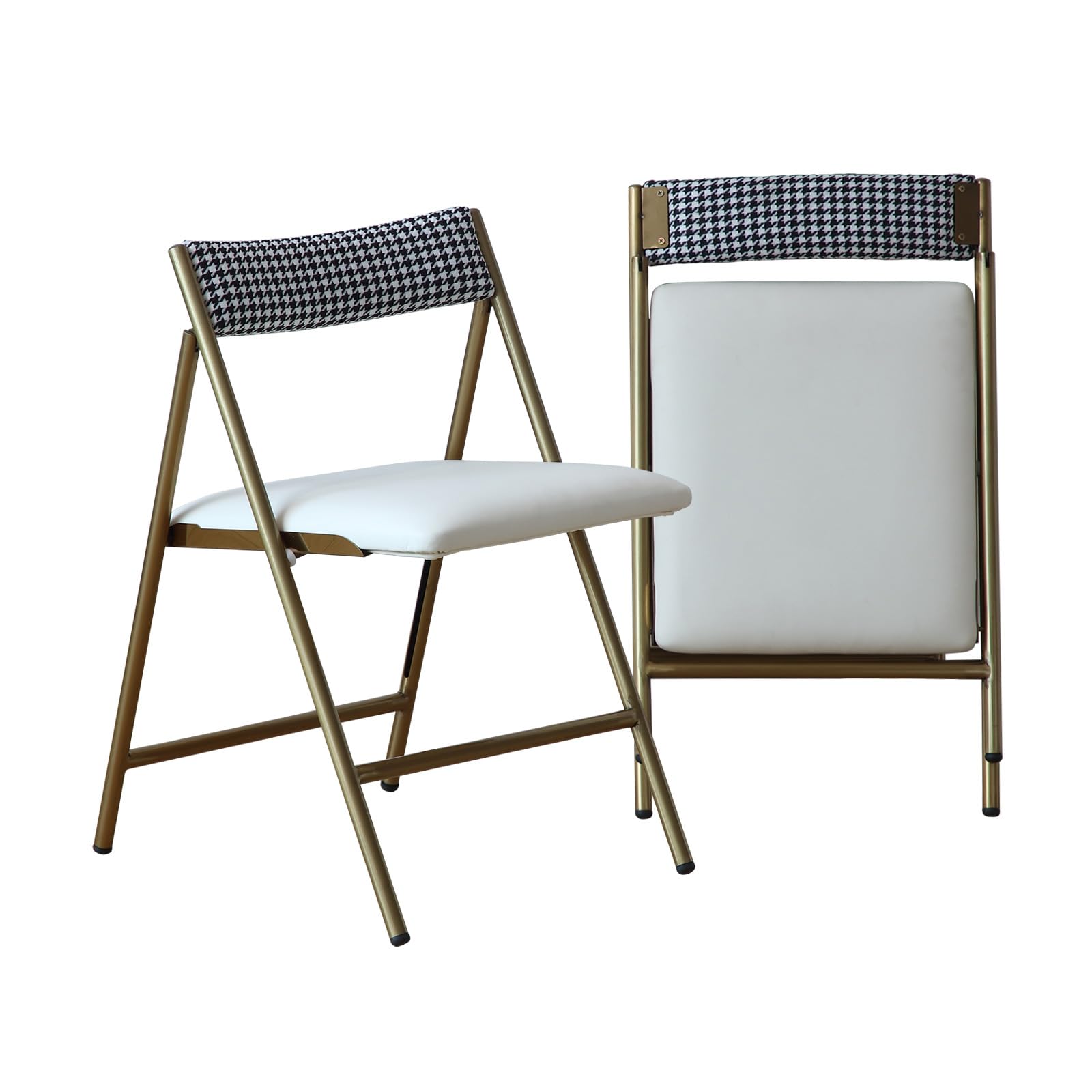FUNROLUX 2-Pack Folding Dining Chairs with Padded Seat - Metal Foldable Chairs for Kitchen, Dining Room, Party & Outdoor Events - Space-Saving Gold Chairs (Perfect for Small Spaces & Entertaining)