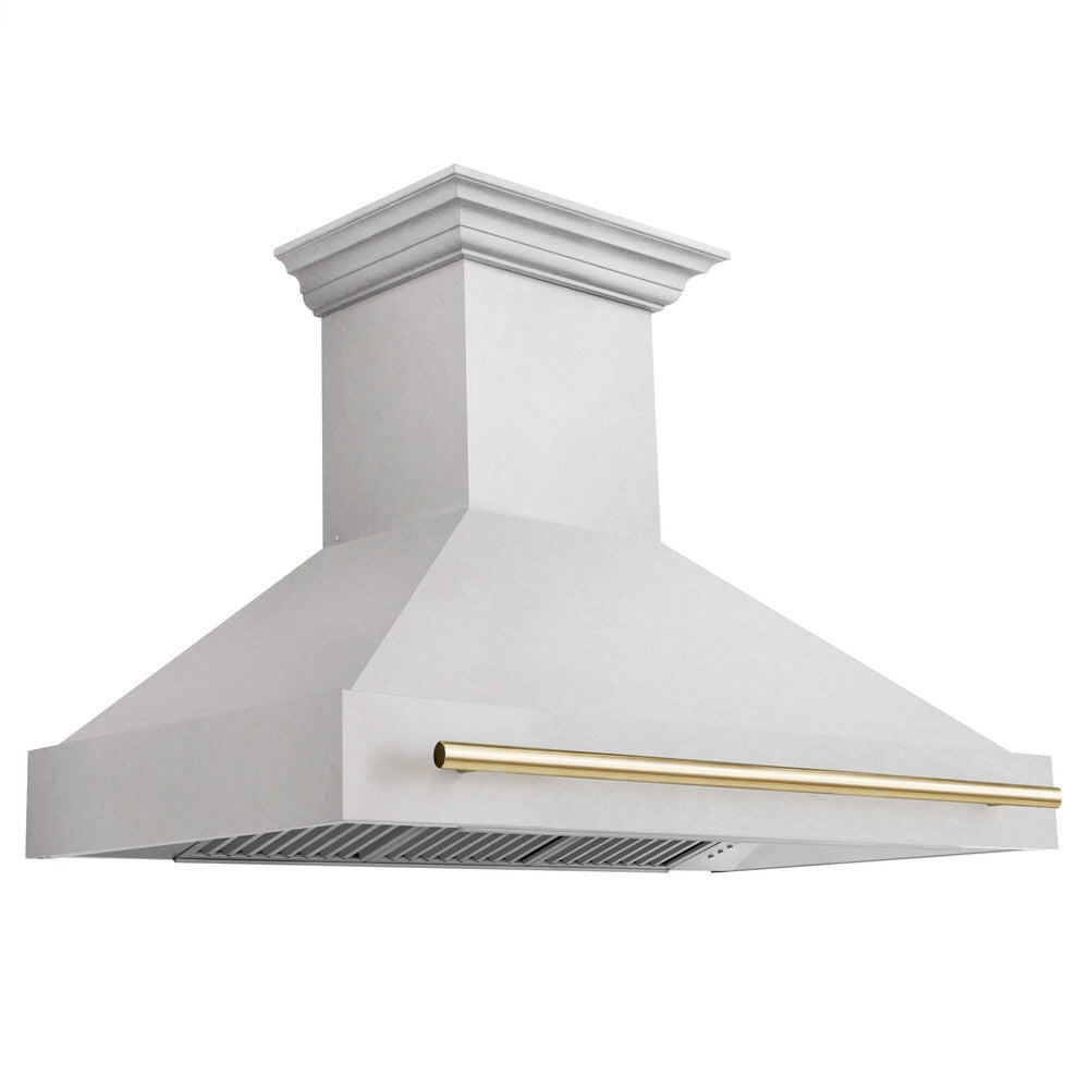 ZLINE Autograph Edition 48 Inch Stainless Steel Wall Mount Range Hood with Accent Handle (8654SNZ 48) - Professional Kitchen Ventilation for Modern Homes