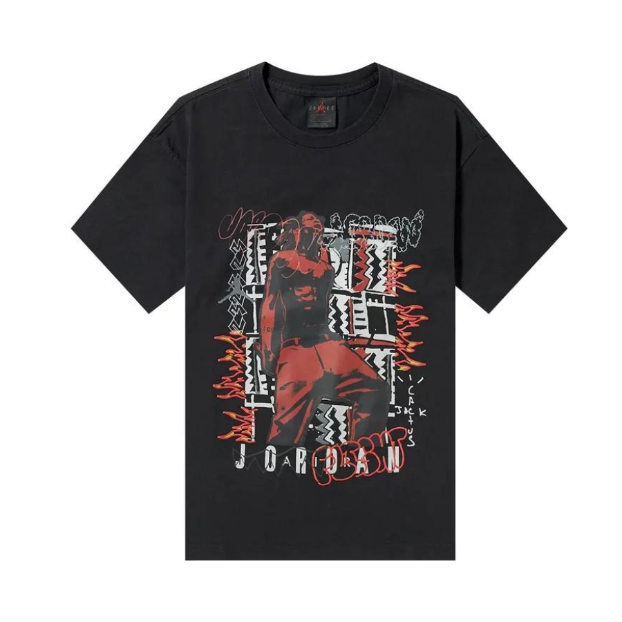 Travis Scott x Air Jordan Black Short Sleeve T-Shirt | Houston Rapper Collaboration | Streetwear & Casual Outfits