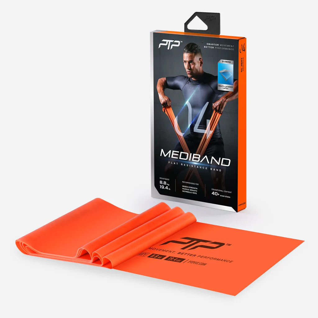 PTP Mediband 8.8kgs Heavy Duty Resistance Band - Orange Color for Strength Training, Physical Therapy & Home Workouts