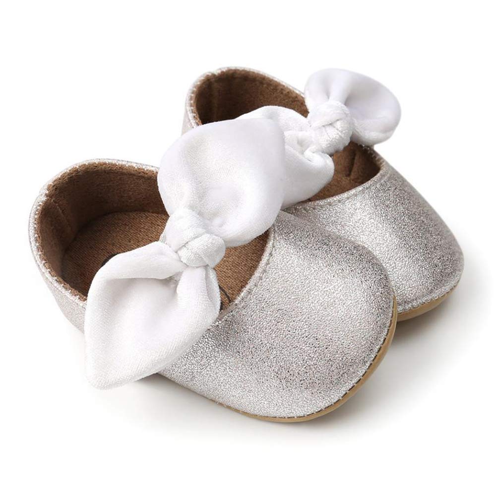 Anti-Slip Baby Girls Mary Jane Flats - Soft Rubber Sole Bow Dress Shoes for Toddlers | Perfect for Princess Costumes, Parties & Special Occasions
