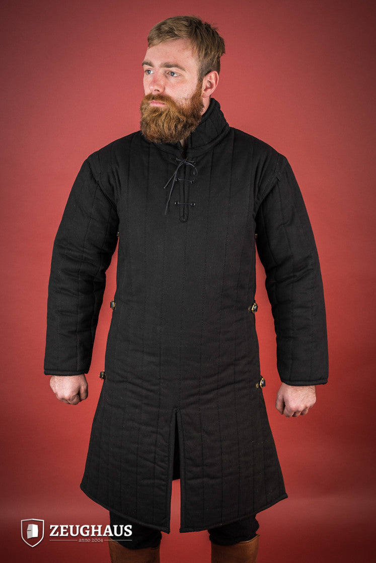 Medieval Gambeson with Side Buckles - Black Historical Armor for LARP, Cosplay & Renaissance Fairs | Authentic Protective Tunic for Reenactment