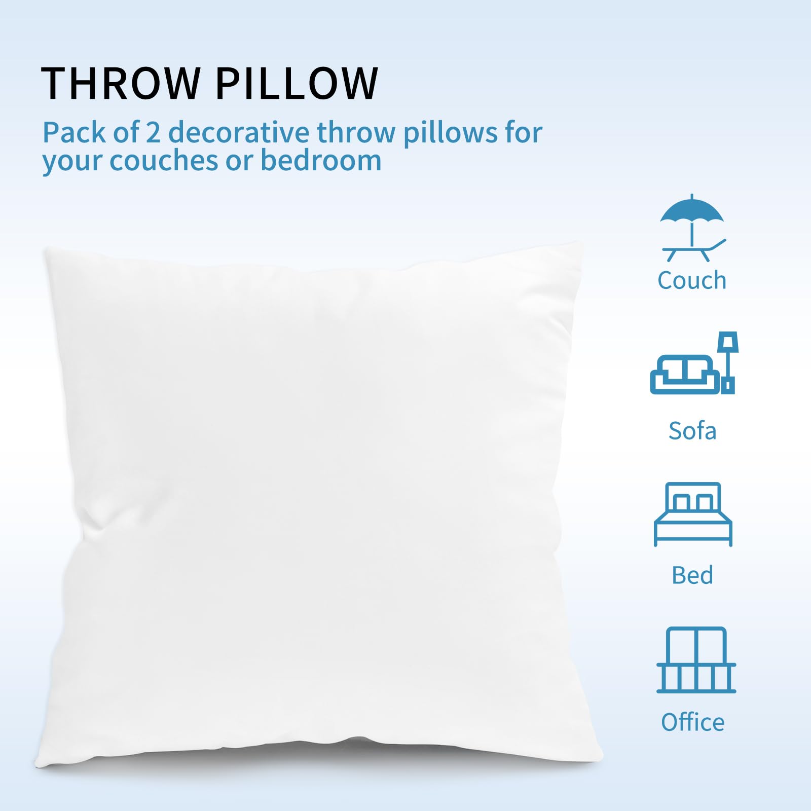 Fixwal 20x20 Inch Throw Pillow Inserts Set of 2 - Premium Decorative Cushions for Sofa, Bed & Home Decor - Perfect for Living Room, Bedroom & Cozy Reading Nook