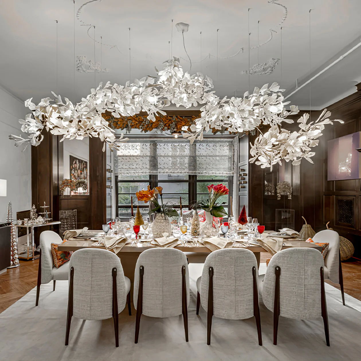 Elegant Ginkgo Leaf Chandelier - Handcrafted Bohemian Style Ceiling Light Fixture for Dining Room, Living Room & Bedroom Decor